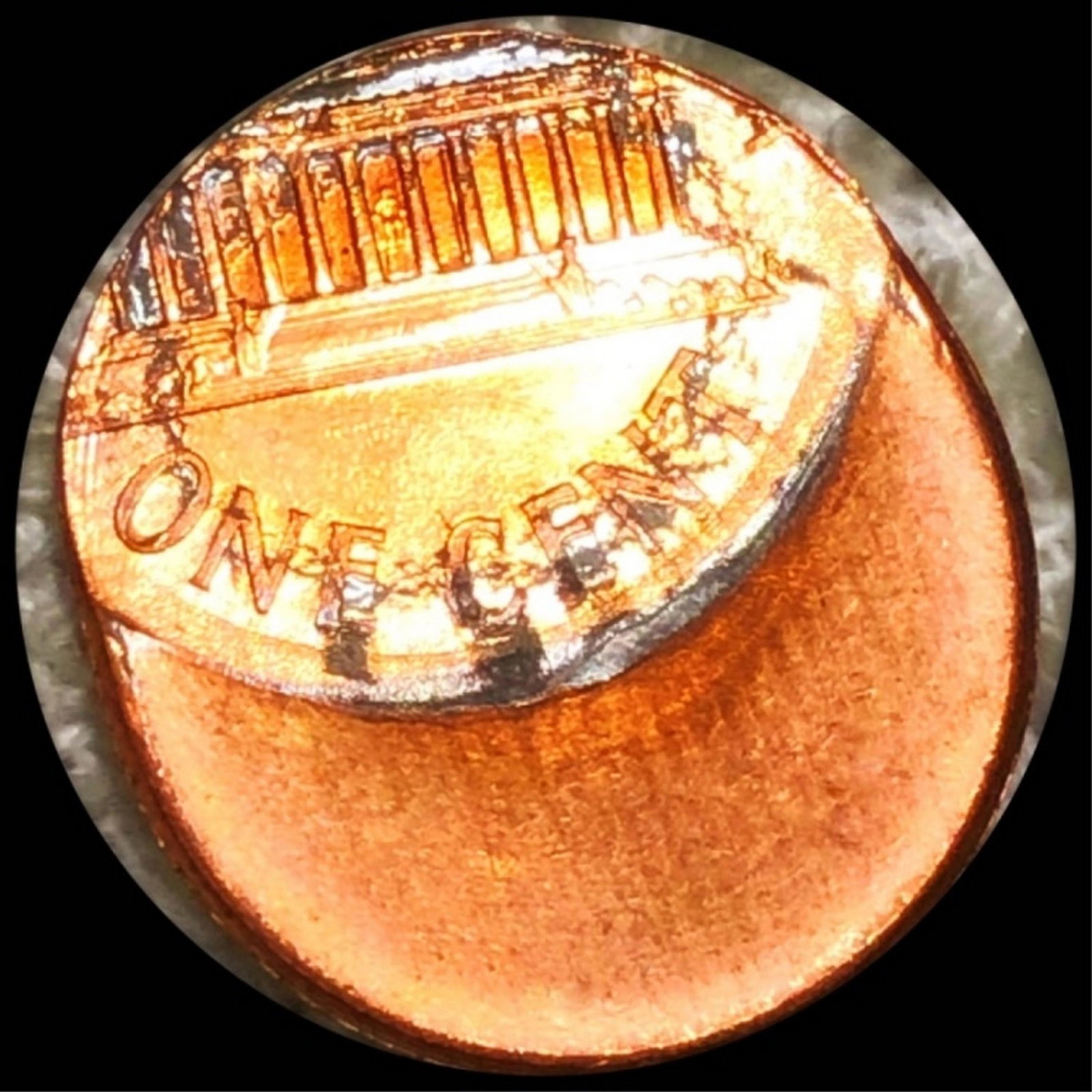 19?? Lincoln Memorial Cent UNC RED 50% OFF-CENTER (1 of 2)