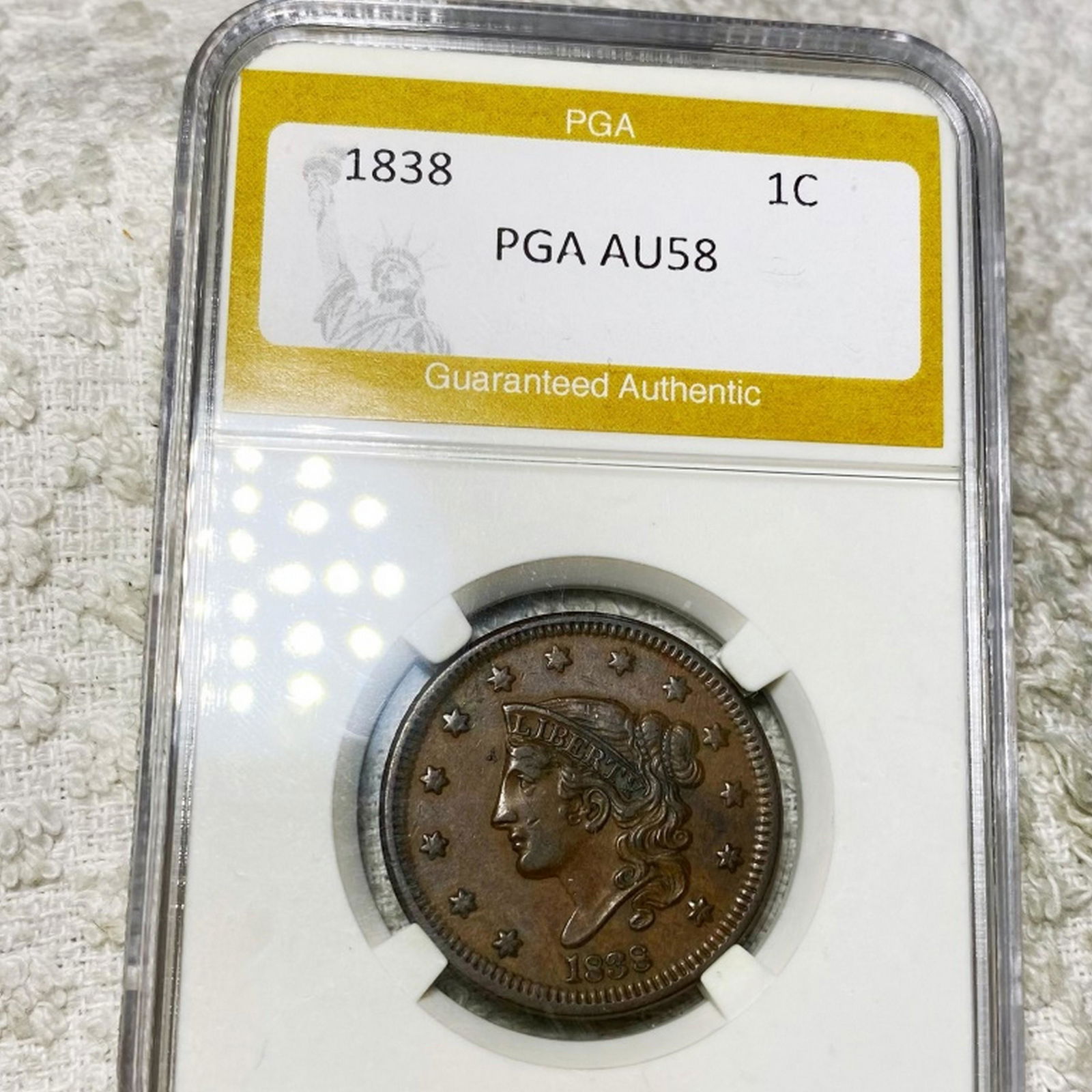 1838 Coronet Head Large Cent PGA - AU58 (1 of 2)
