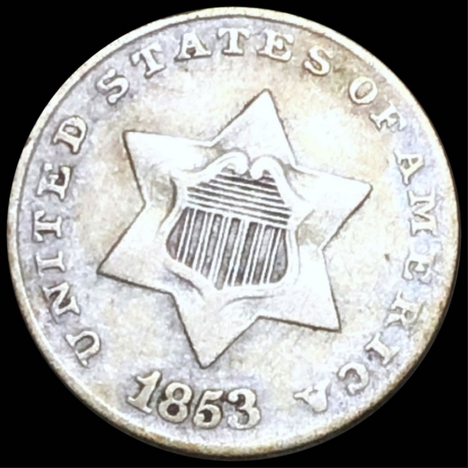 1853 Three Cent Silver NEARLY UNCIRCULATED (1 of 2)