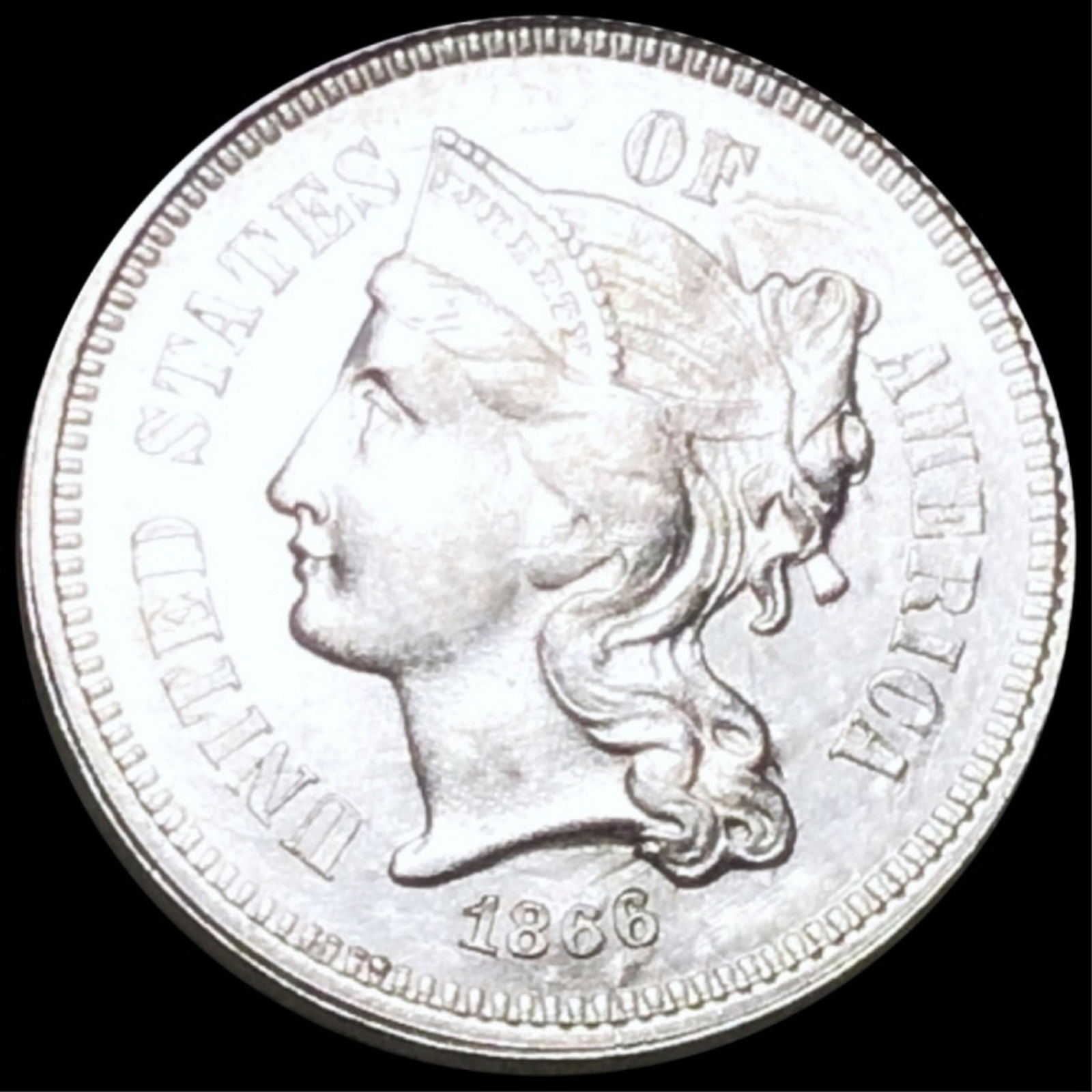 1866 Three Cent Nickel UNCIRCULATED (1 of 2)