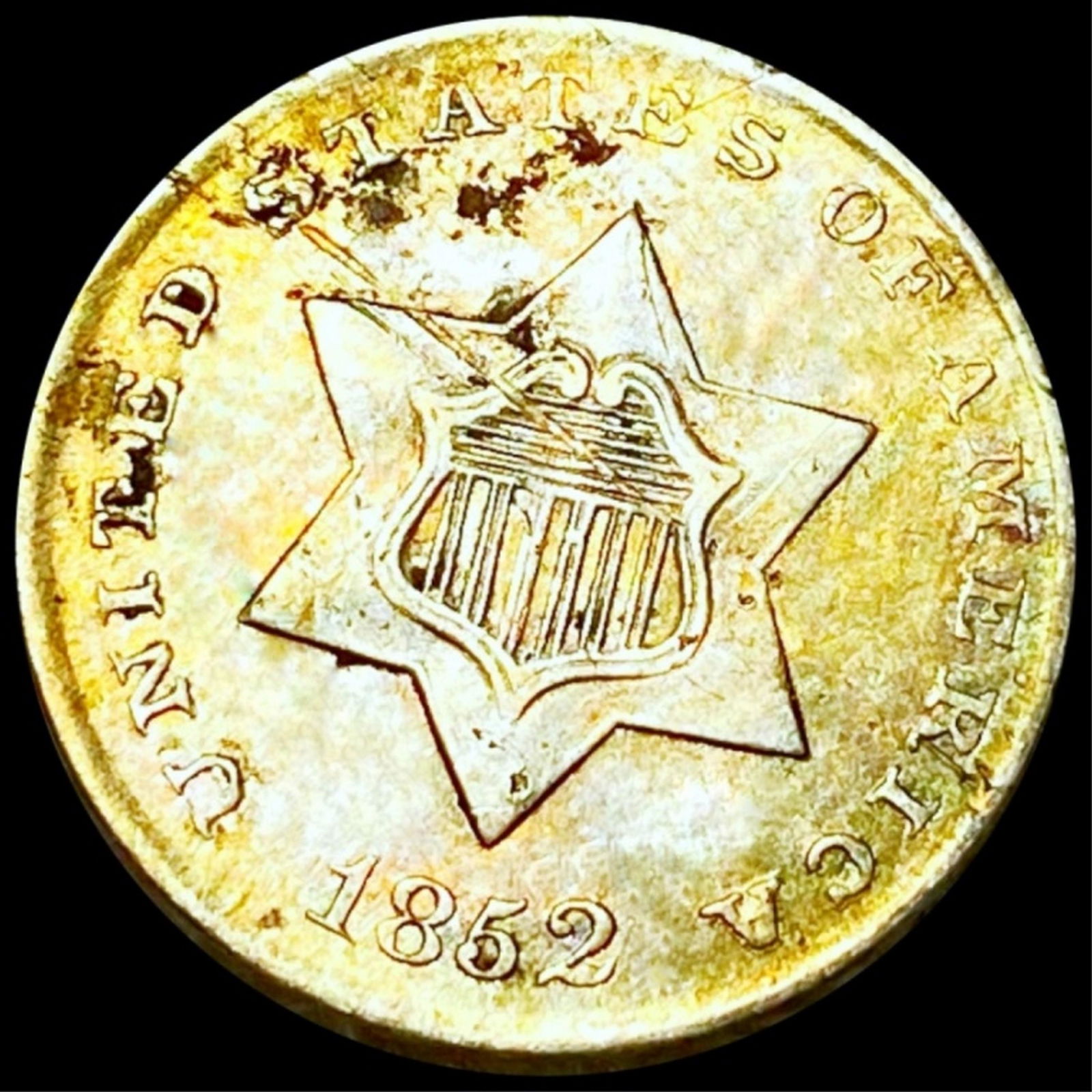 1852 Three Cent Silver CLOSELY UNCIRCULATED (1 of 2)