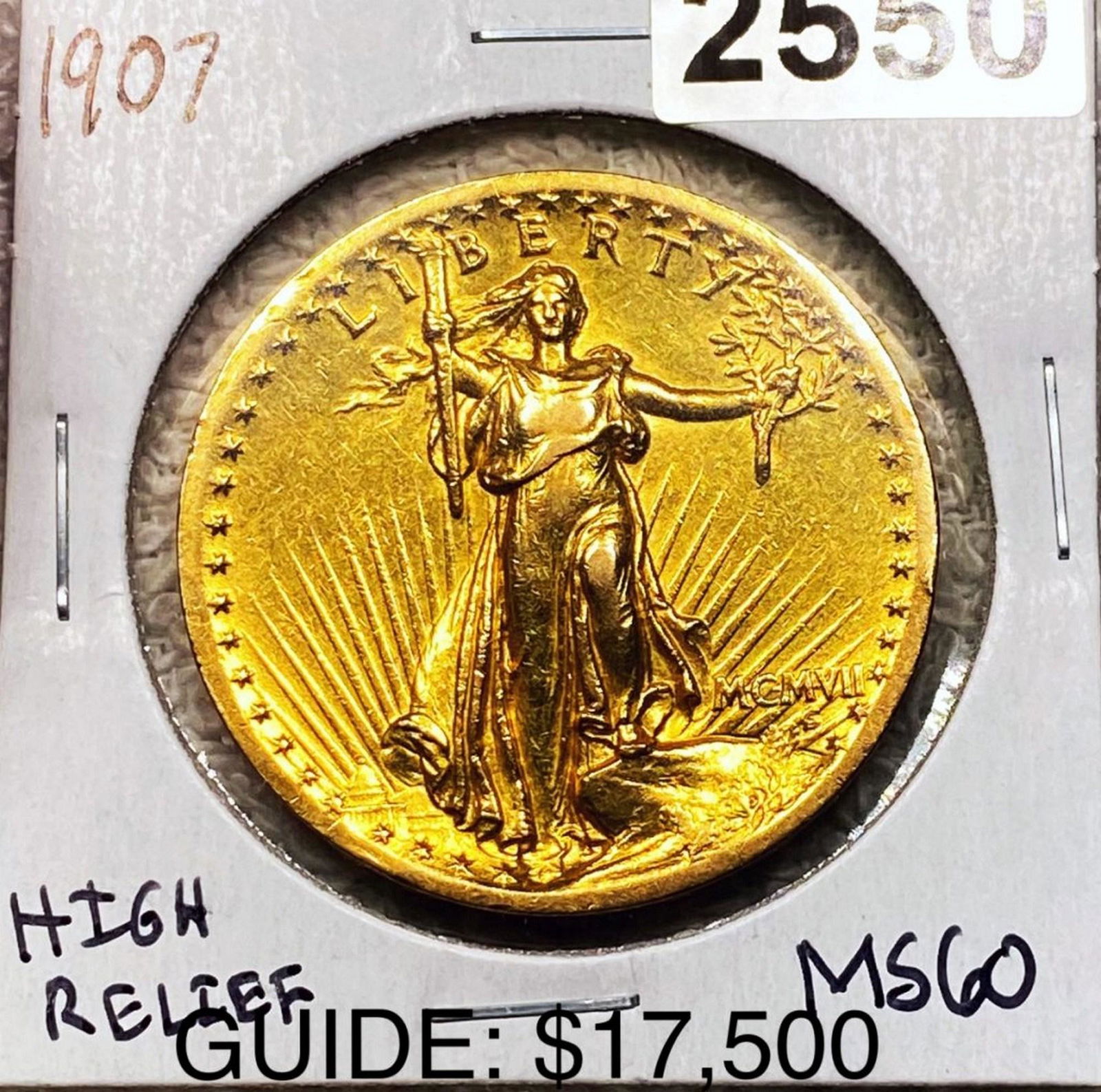 1907 $20 High Relief Gold Double Eagle UNC (1 of 2)