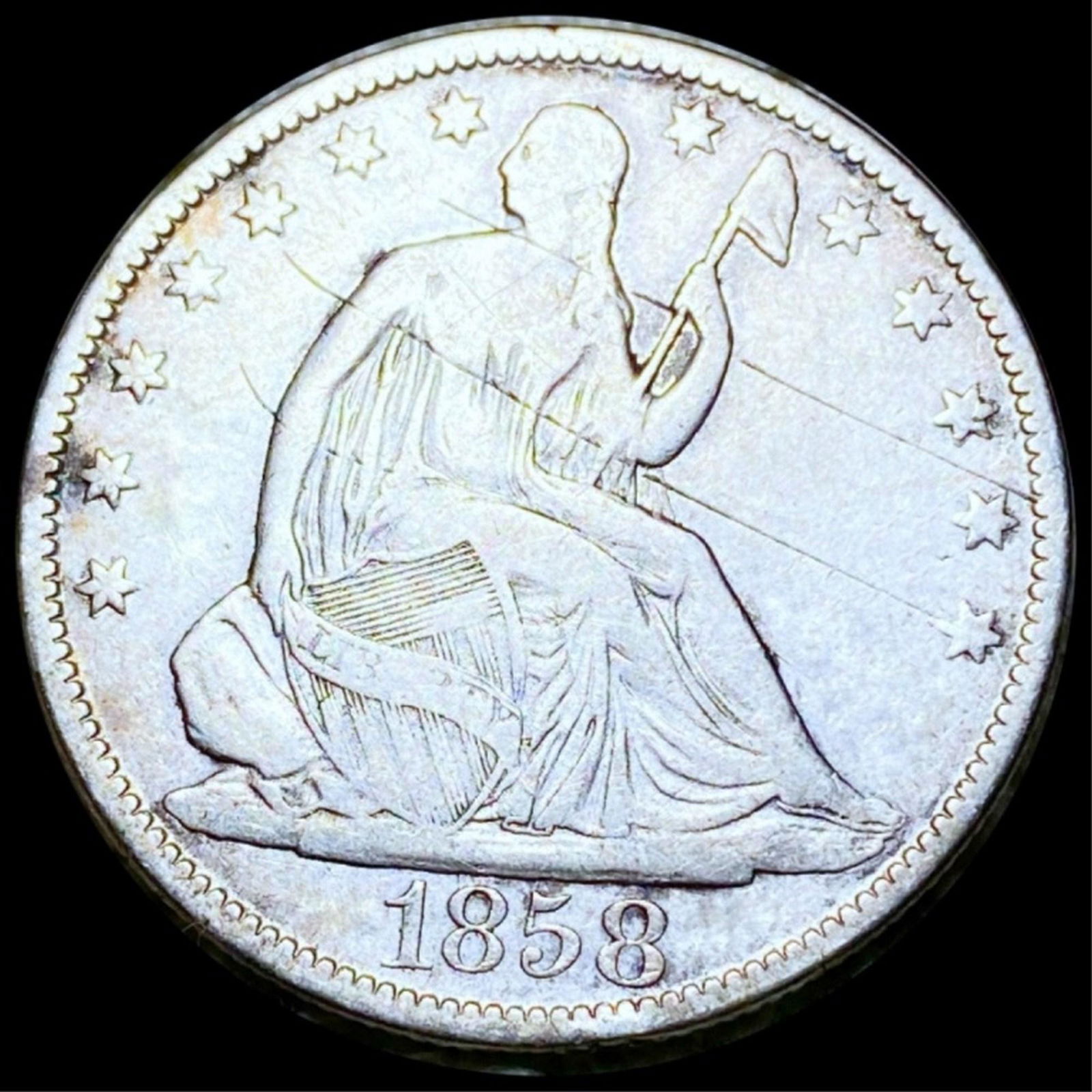 1858-O Seated Half Dollar NICELY CIRCULATED (1 of 2)