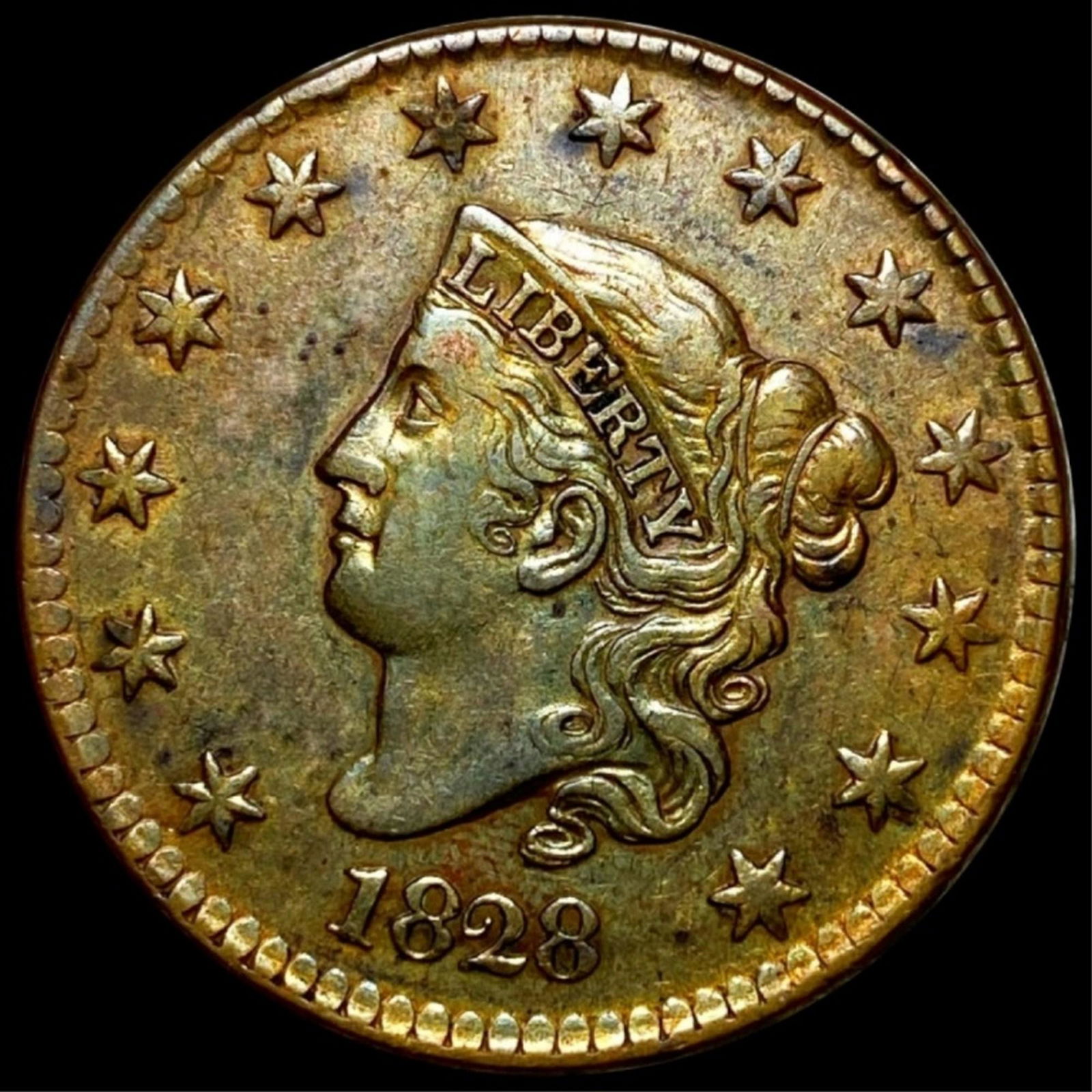 1828 Coronet Head Large Cent NEARLY UNC (1 of 2)