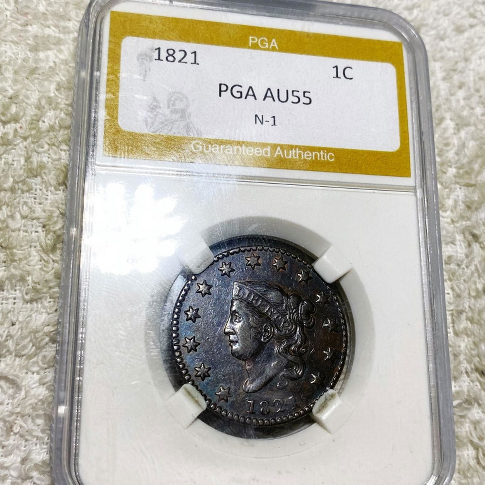 1821 Coronet Head Large Cent PGA - AU55 N-1 (1 of 2)
