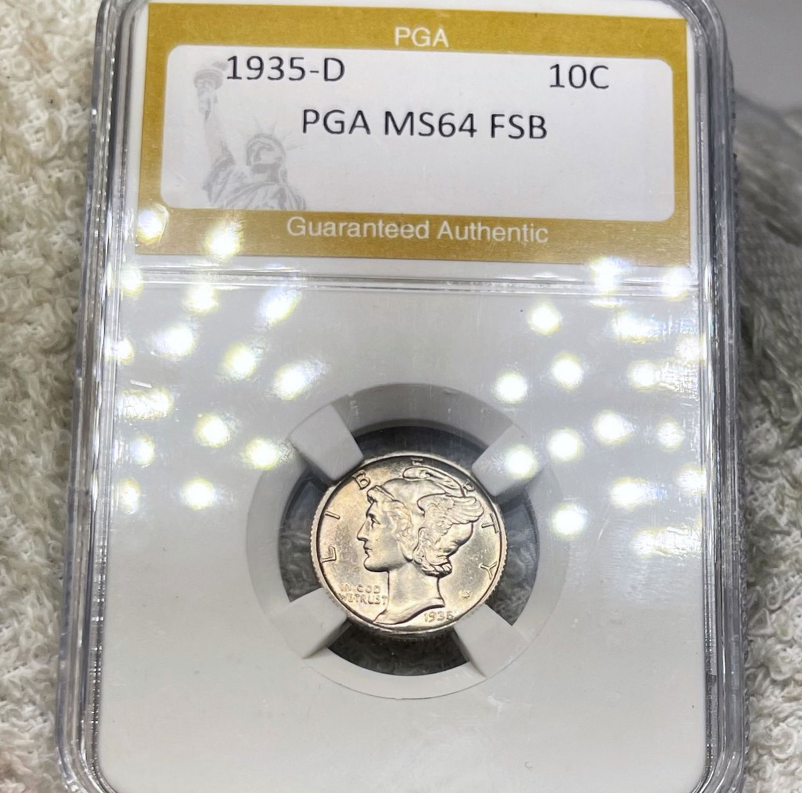 1935-D Mercury Silver Dime PGA - MS 64 FSB (1 of 2)