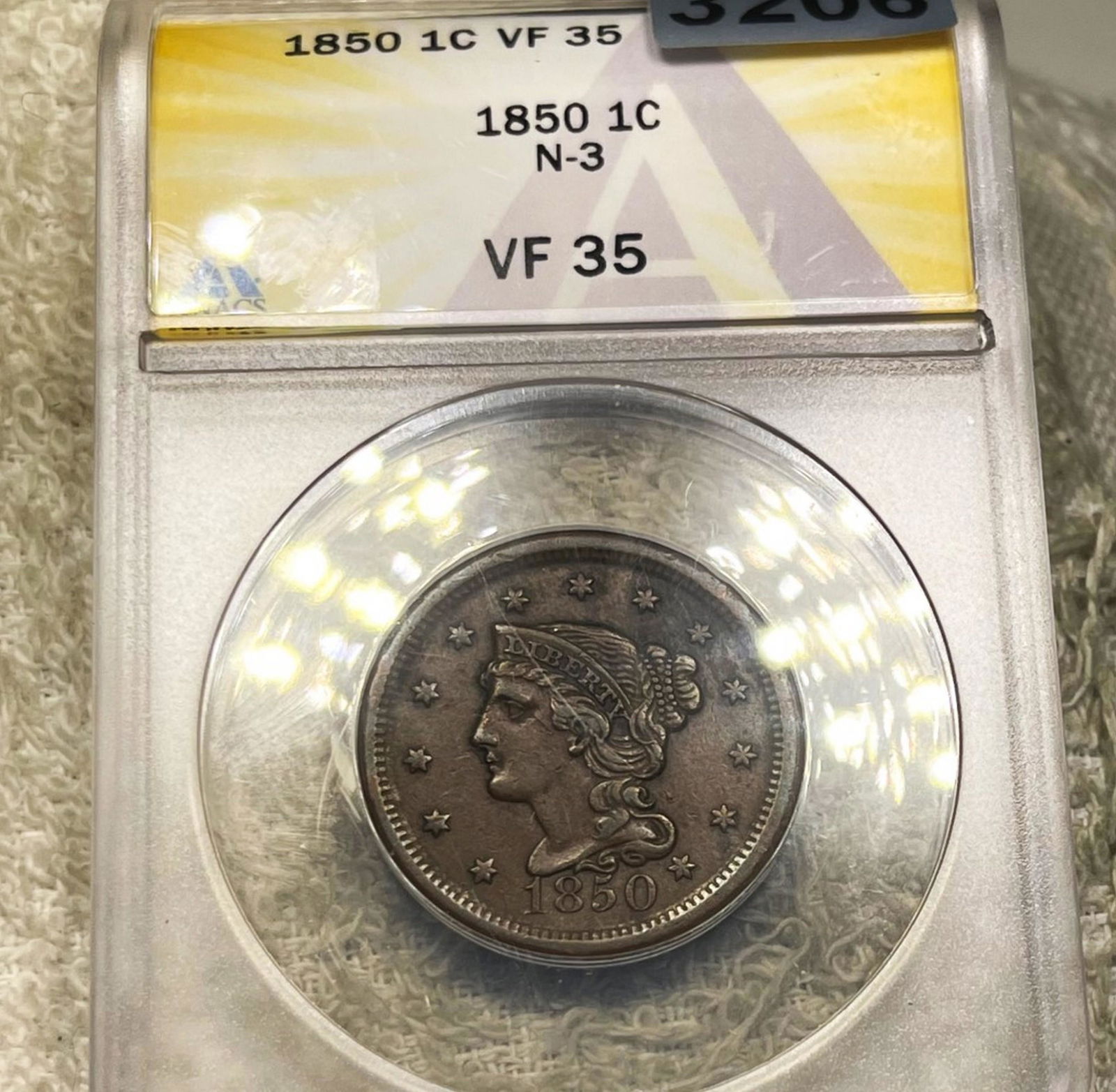 1850 Braided Hair Half Cent ANACS - VF35 N-3 (1 of 2)