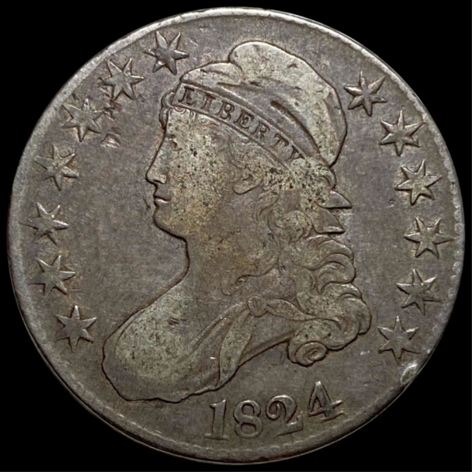 1824 Capped Bust Half Dollar NICELY CIRC (1 of 2)
