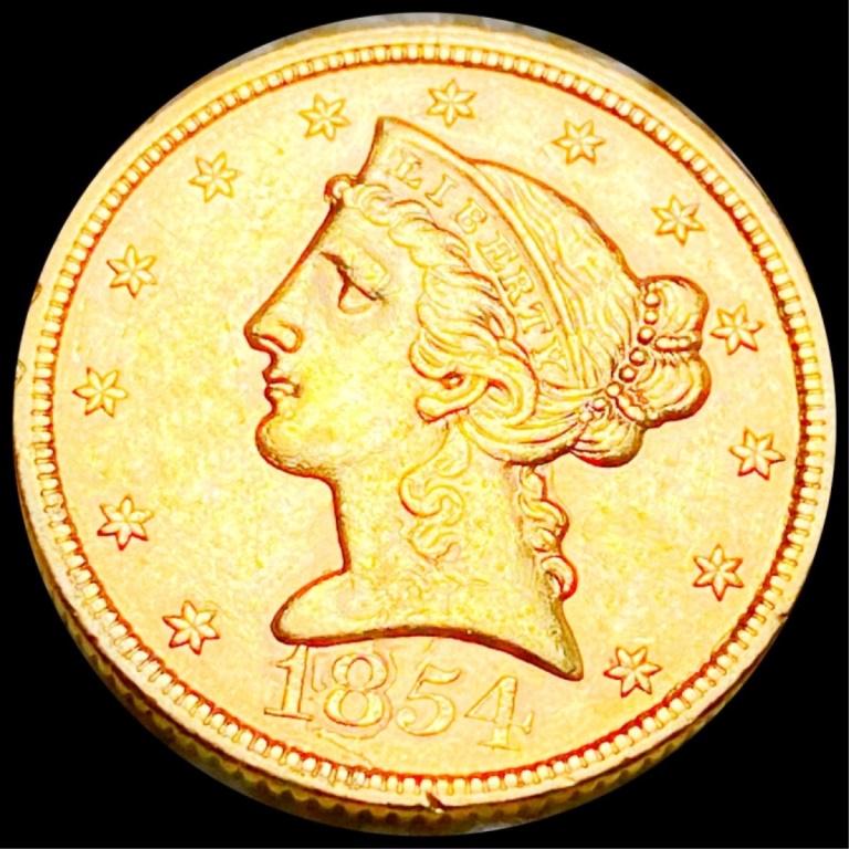 1854 Liberty Head $5 Half Eagle CLOSELY UNC (1 of 2)