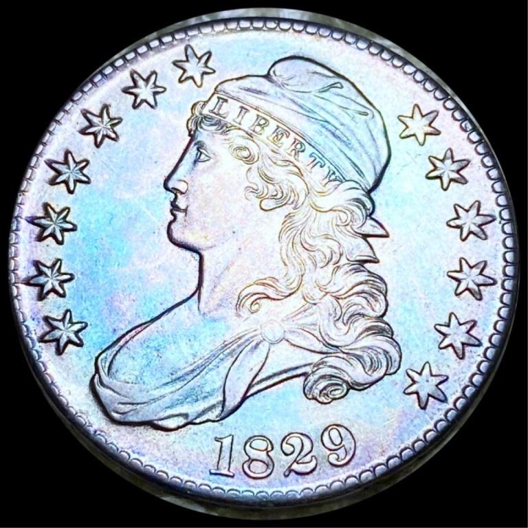 1829 Capped Bust Half Dollar UNCIRCULATED TONED (1 of 2)