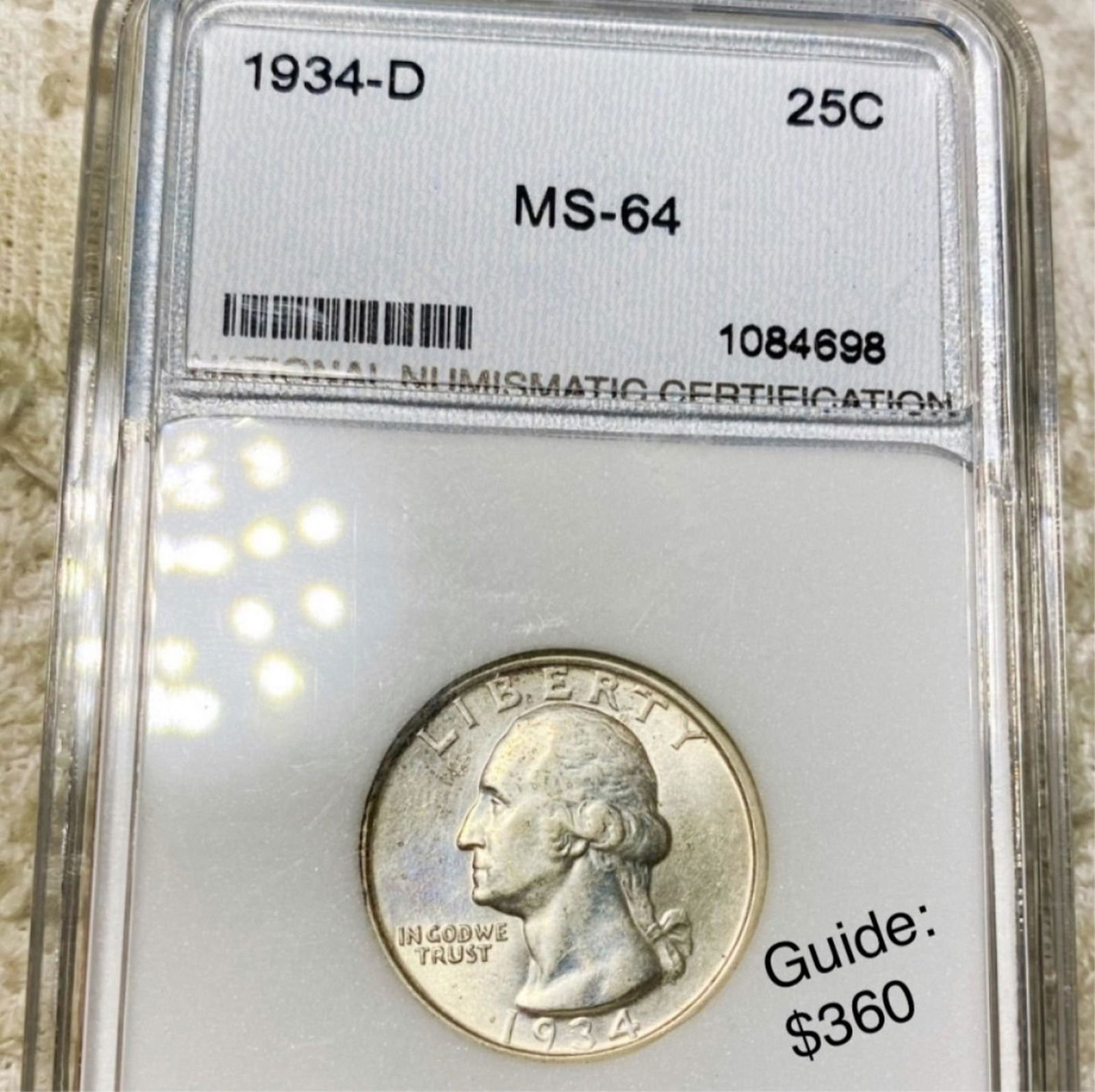 1934-D Washington Silver Quarter NNC - MS64 (1 of 2)