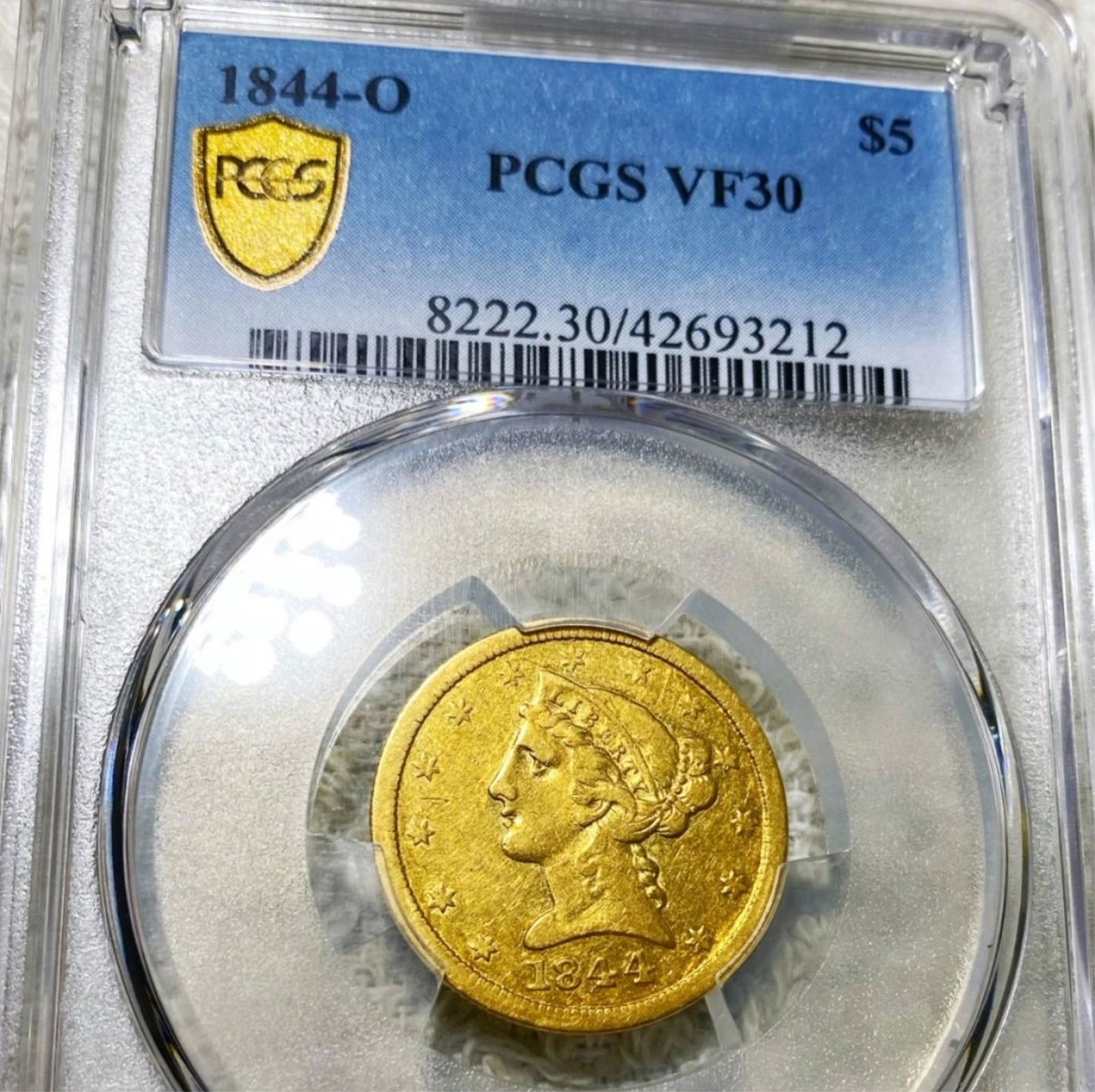 1844-O $5 Gold Half Eagle PCGS - VF30 (1 of 2)