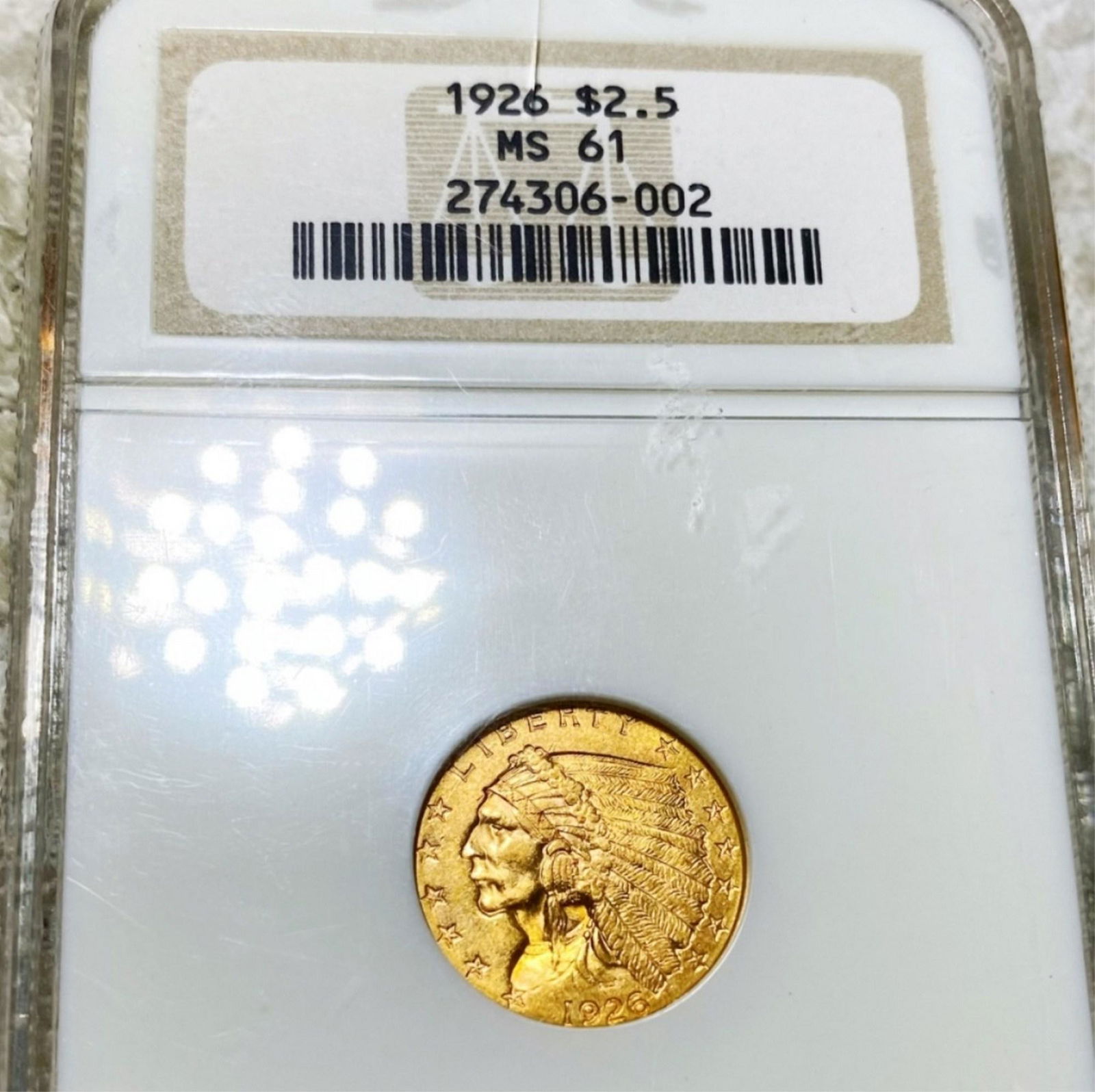 1926 $2.50 Gold Quarter Eagle NGC - MS61 (1 of 2)
