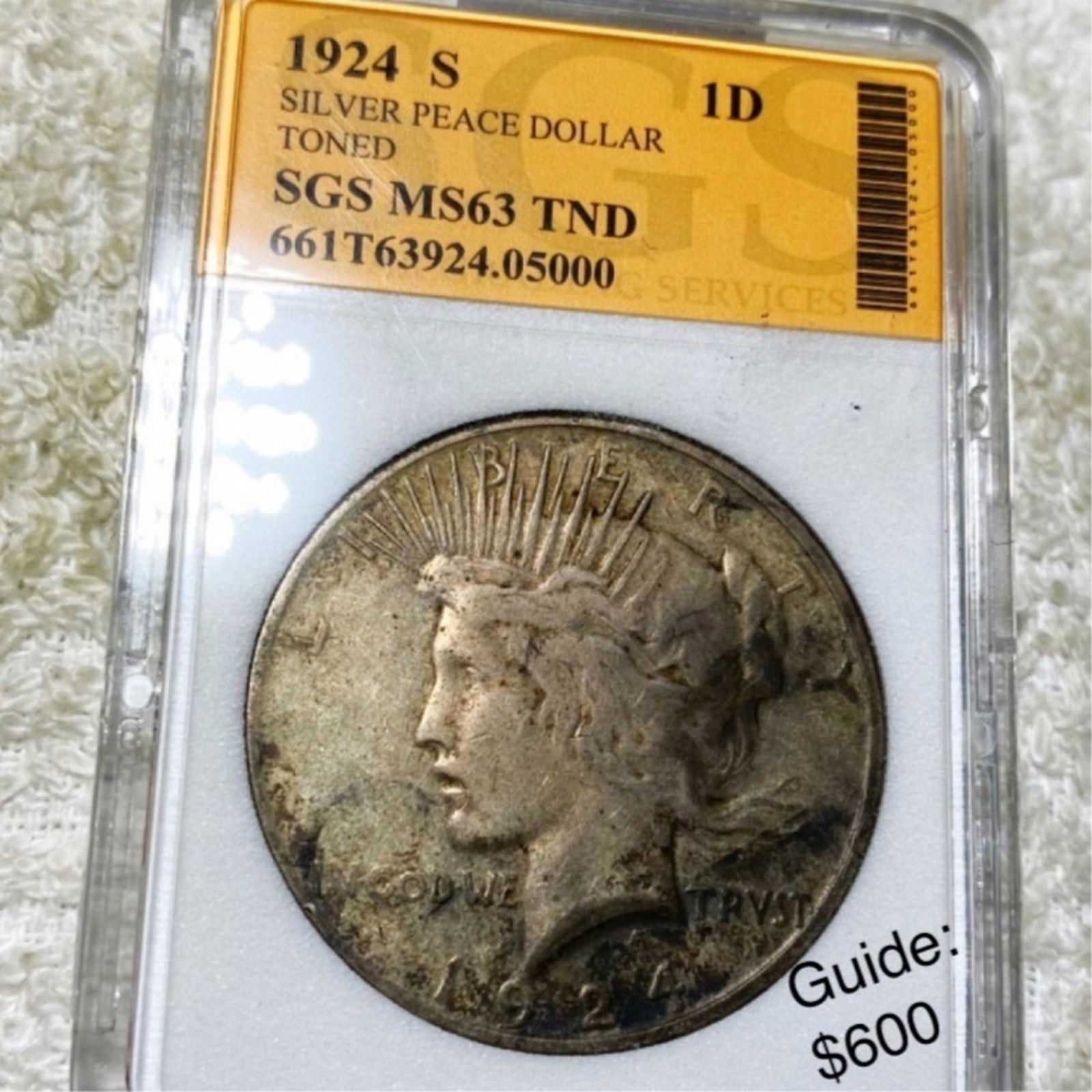 1924-S Silver Peace Dollar SGS - MS 63 TND (1 of 2)