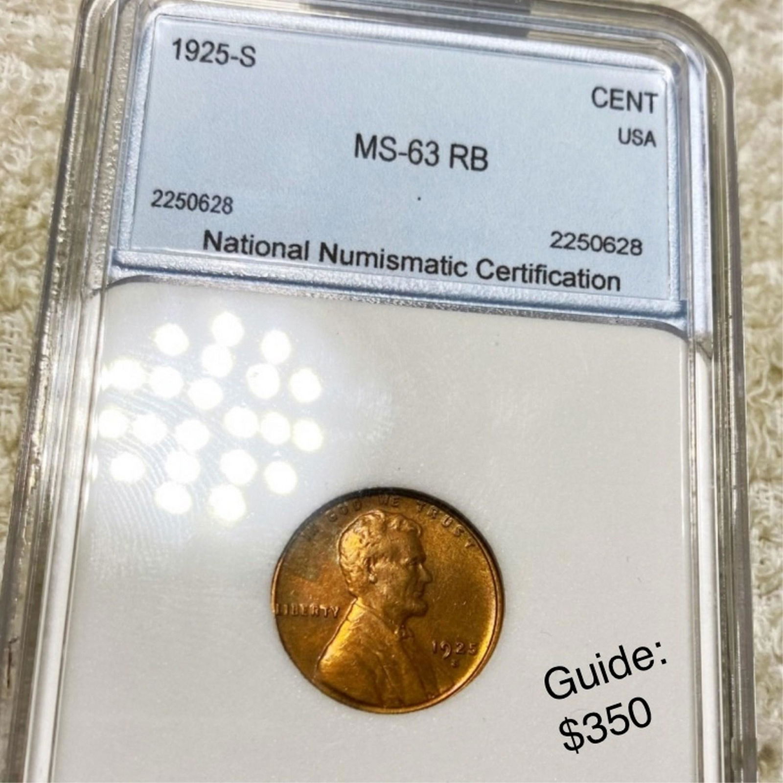 1925-S Lincoln Wheat Penny NNC - MS 63 RB (1 of 2)