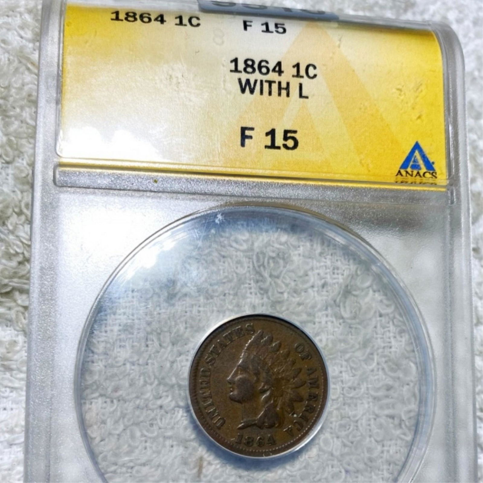 1864 "With L" Indian Head Penny ANACS - F15 (1 of 2)