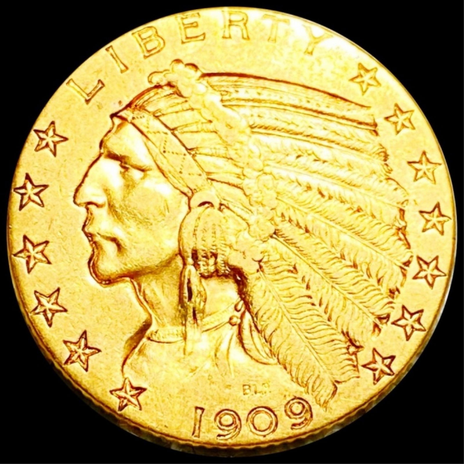 1909-D $5 Gold Half Eagle LIGHT CIRC (1 of 2)