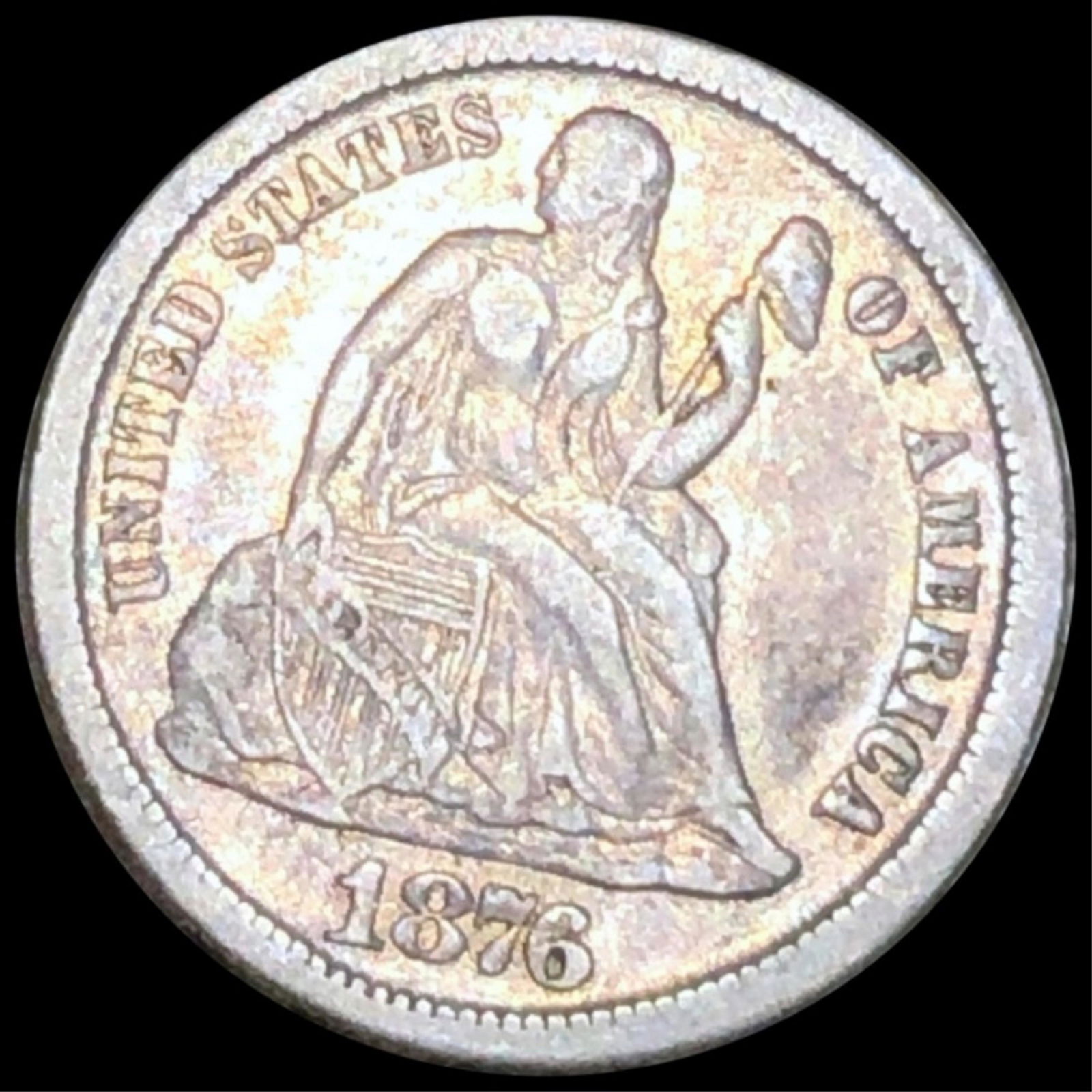 1876-CC Seated Liberty Dime NEARLY UNCIRCULATED (1 of 2)