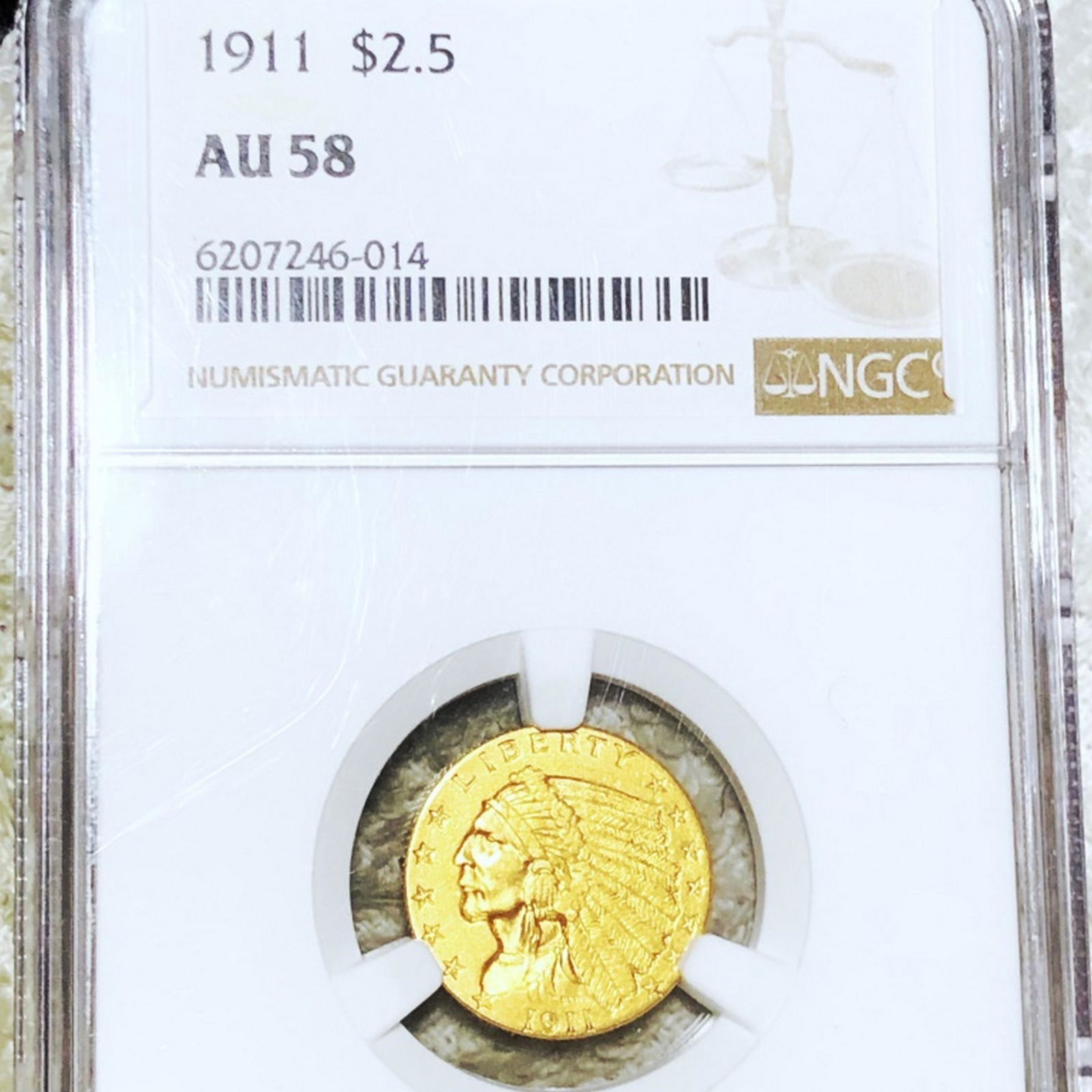 1911 $2.50 Gold Quarter Eagle NGC - AU58 (1 of 2)