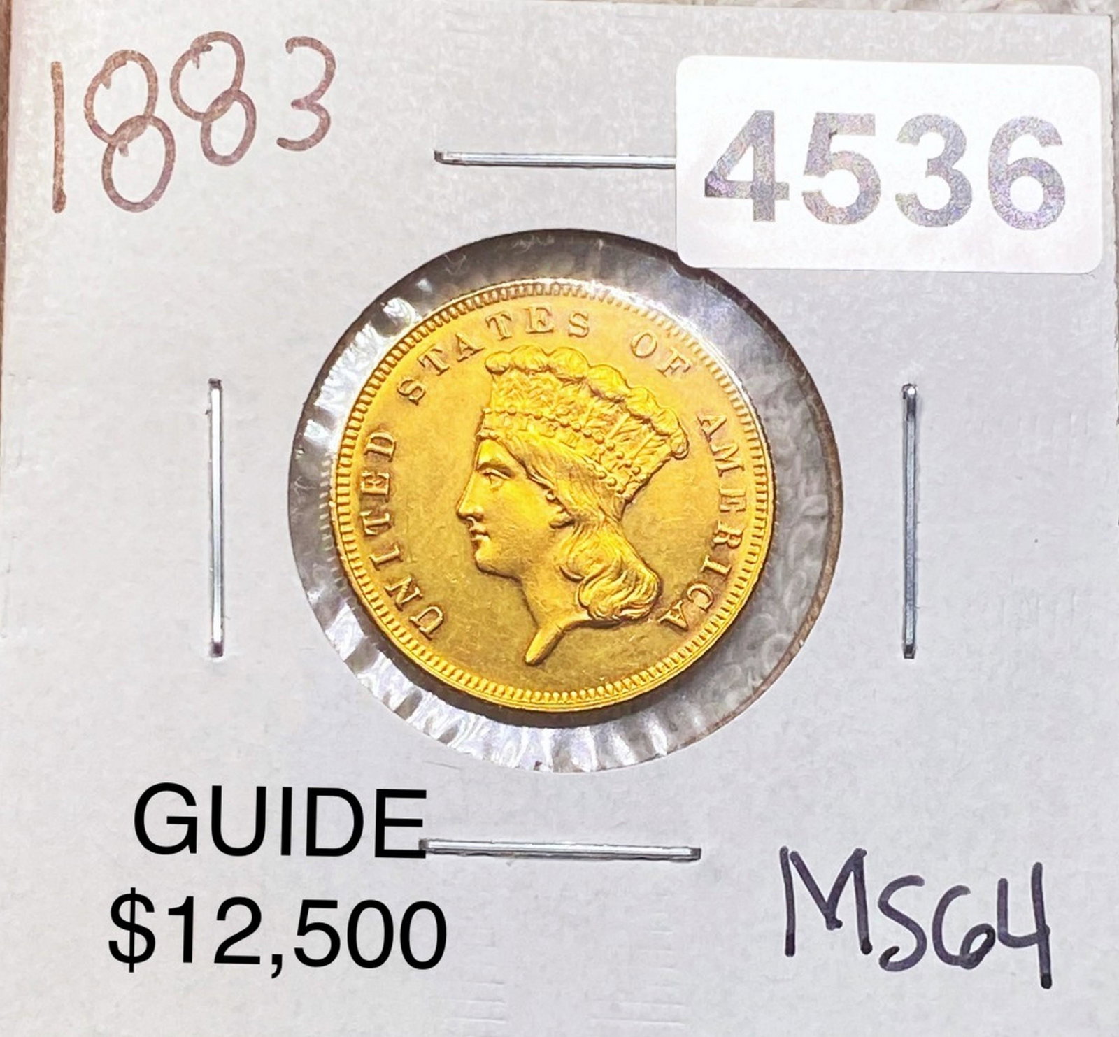 1883 $3 Gold Piece CHOICE BU: 1883 $3 Gold Piece CHOICE BU