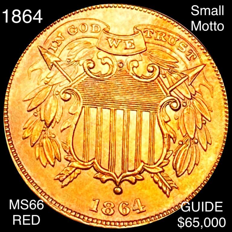 1864 Two Cent Piece SUPERB GEM BU RED SML MOTTO (1 of 2)