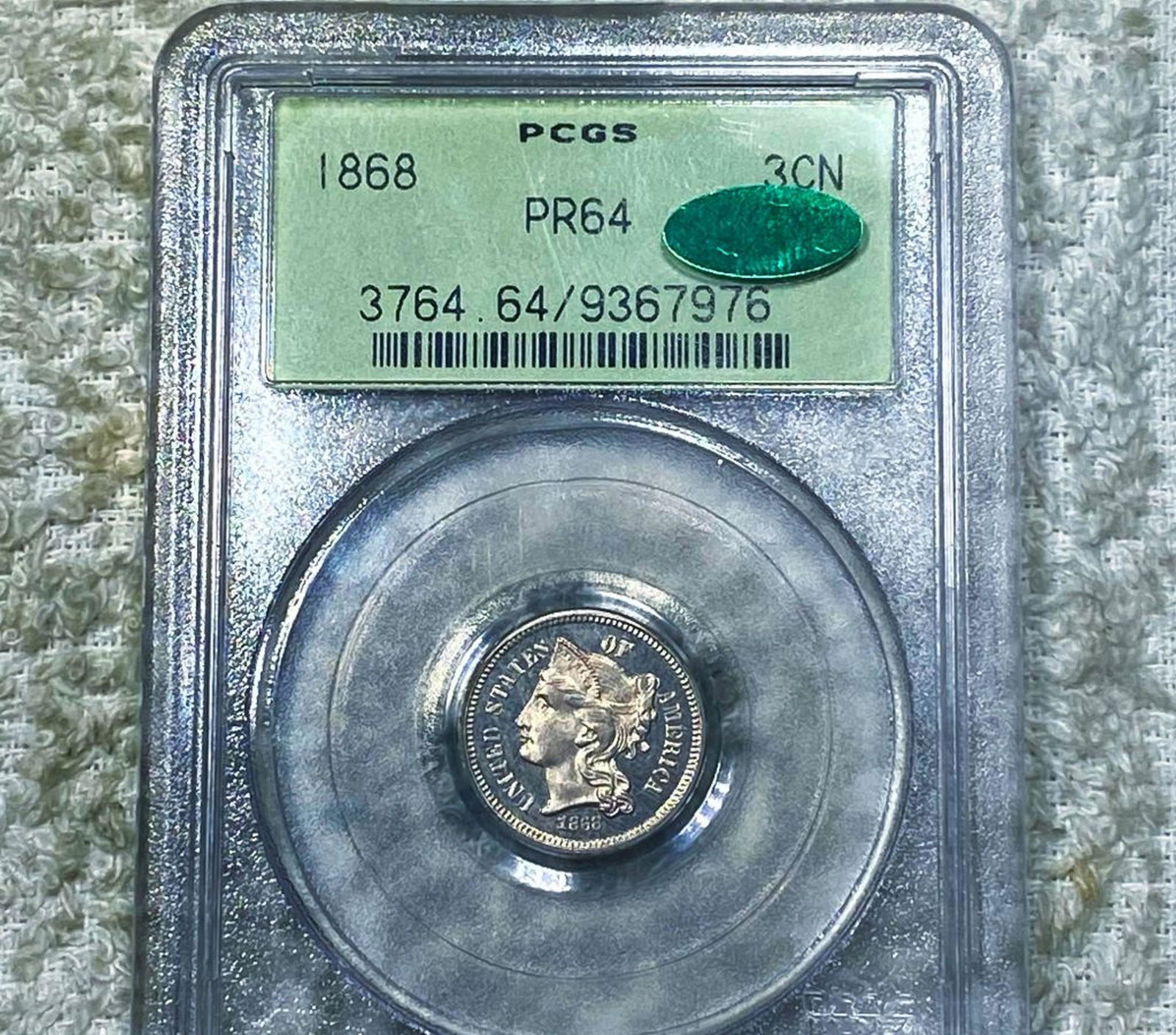 1868 Three Cent Nickel PCGS - PR 64 CAC (1 of 2)
