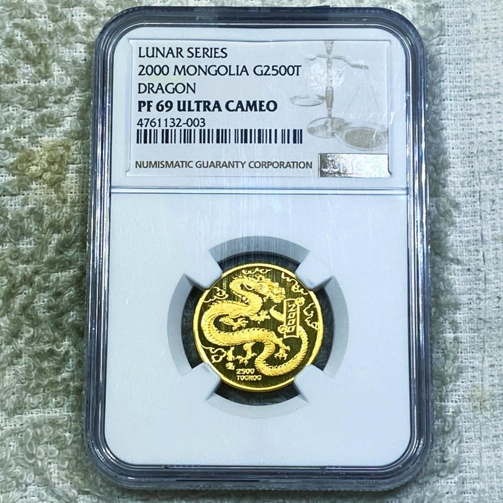 2000 Mongolia Gold 2500 Togrog NGC-PF69ULTCAM 1/4O: 2000 Mongolia Gold 2500 Togrog NGC-PF69ULTCAM 1/4O