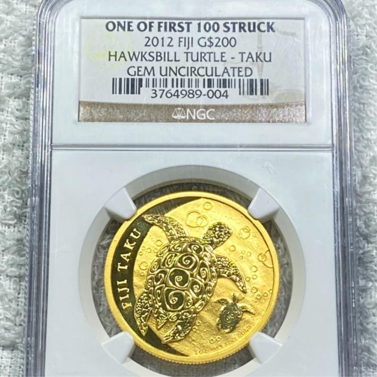 2012 One of 1st 100, Gold Fiji Turtle NGC-GEM UNC: 2012 One of 1st 100, Gold Fiji Turtle NGC-GEM UNC
