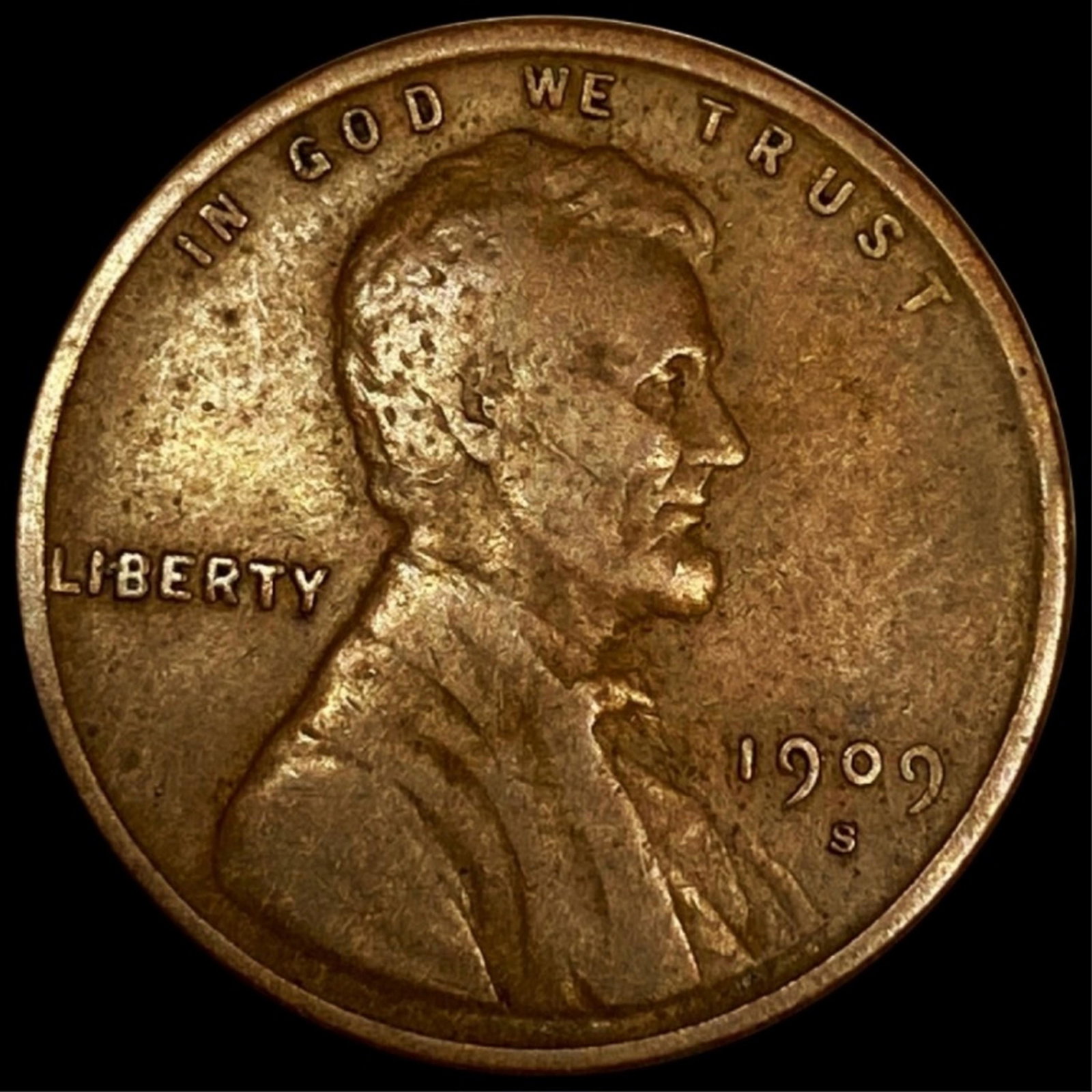 1909-S Lincoln Wheat Penny ABOUT UNCIRCULATED: 1909-S Lincoln Wheat Penny ABOUT UNCIRCULATED