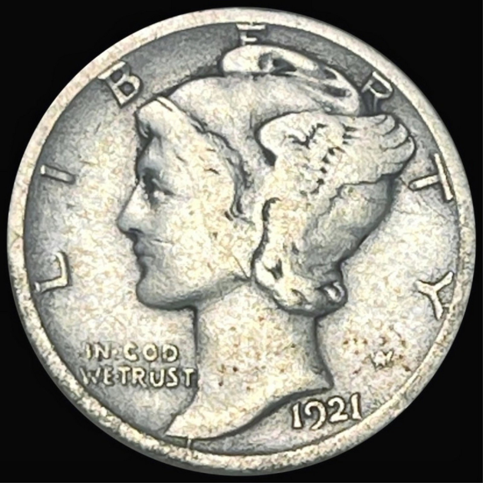 1921-D Mercury Silver Dime LIGHTLY CIRCULATED: 1921-D Mercury Silver Dime LIGHTLY CIRCULATED
