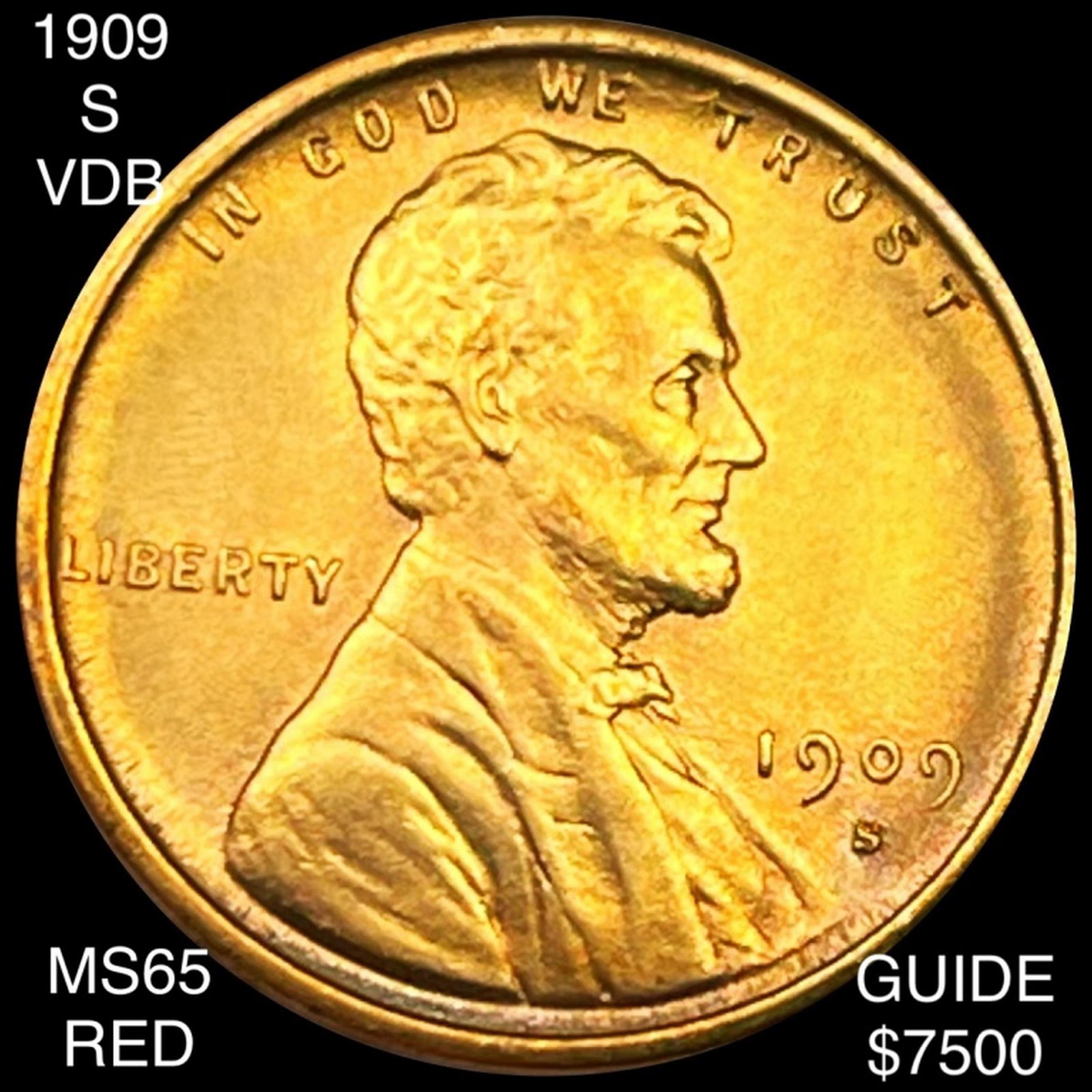 1909-S VDB Lincoln Wheat Penny GEM BU RED: 1909-S VDB Lincoln Wheat Penny GEM BU RED