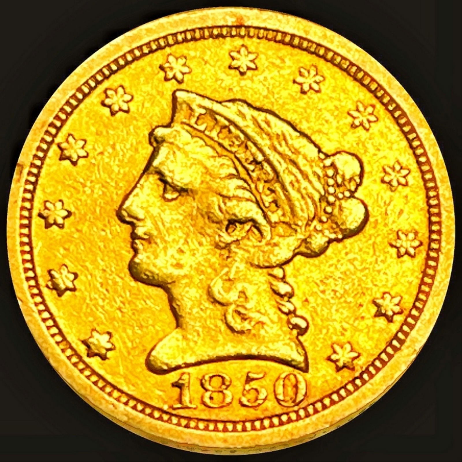 1850O 2.50 Gold Quarter Eagle LIGHTLY CIRCULATED Apr 02, 2022