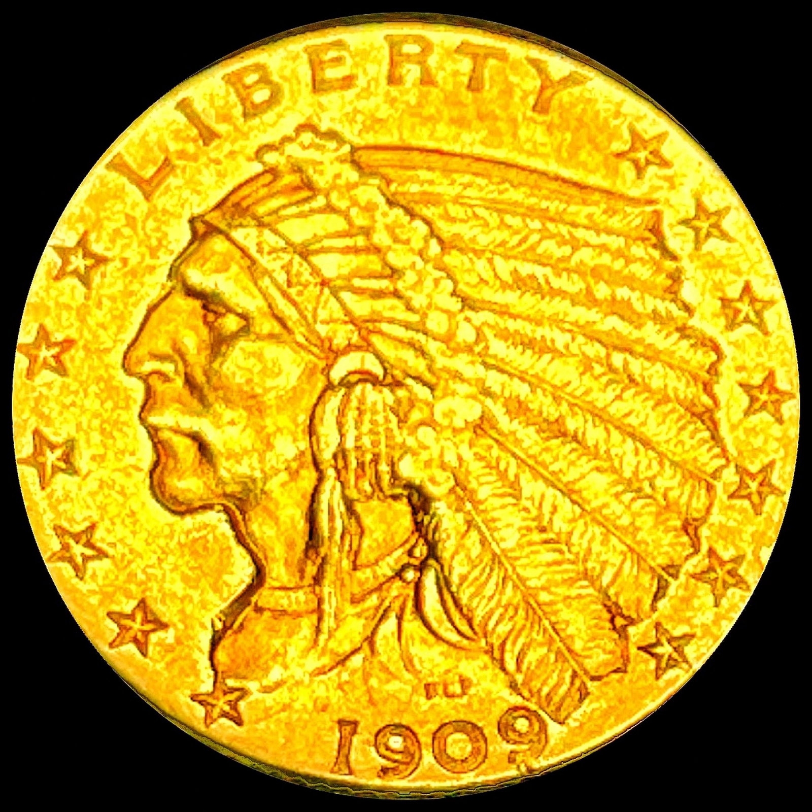 1909 $2.50 Gold Quarter Eagle CLOSELY: 1909 $2.50 Gold Quarter Eagle CLOSELY