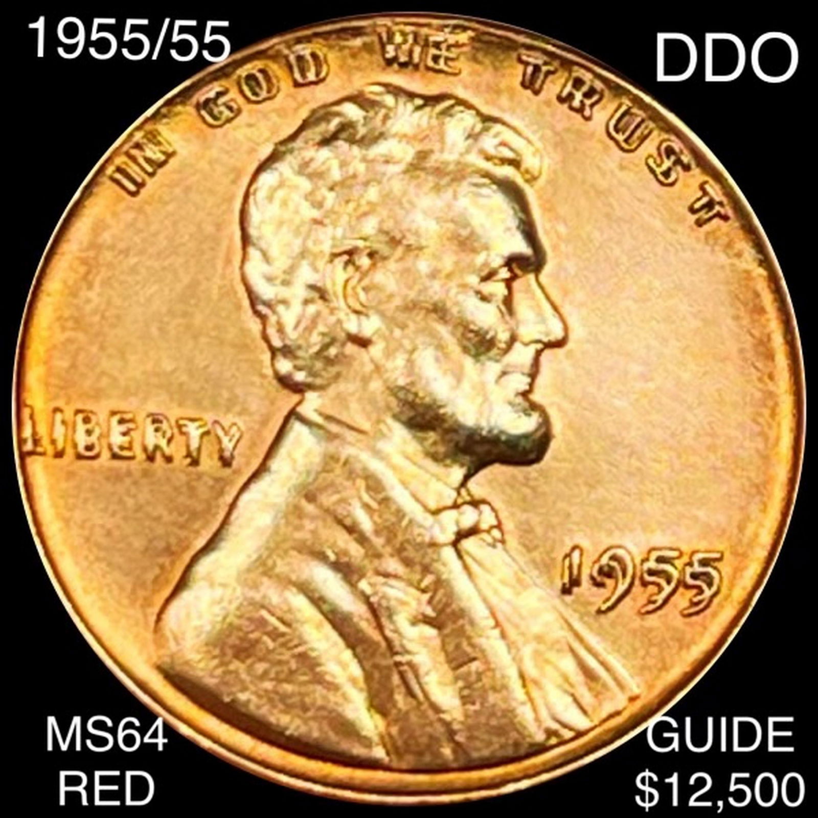 1955/55 DDO Lincoln Wheat Cent CHOICE BU RED: 1955/55 DDO Lincoln Wheat Cent CHOICE BU RED