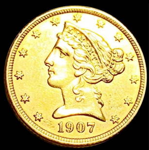 1907 $5 Gold Half Eagle UNCIRCULATED: 1907 $5 Gold Half Eagle UNCIRCULATED