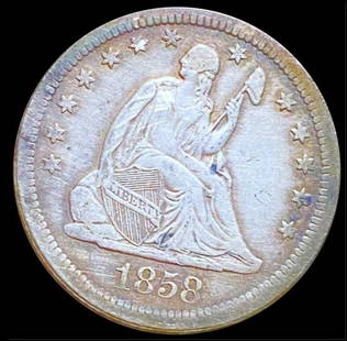 1858-O Seated Liberty Quarter NEARLY UNC: 1858-O Seated Liberty Quarter NEARLY UNC