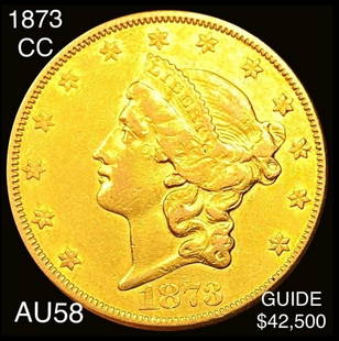 1873-CC $20 Gold Double Eagle CHOICE AU: 1873-CC $20 Gold Double Eagle CHOICE AU