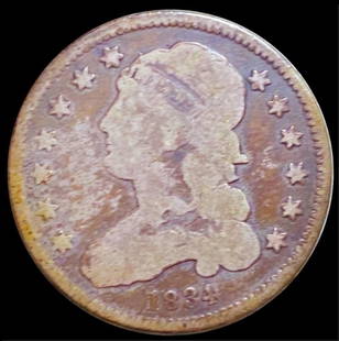 1834 Capped Bust Twenty Five Cent ABOUT UNC: 1834 Capped Bust Twenty Five Cent ABOUT UNC
