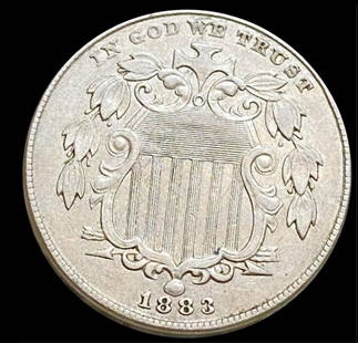 1883 Shield Nickel NEARLY UNCIRCULATED: 1883 Shield Nickel NEARLY UNCIRCULATED