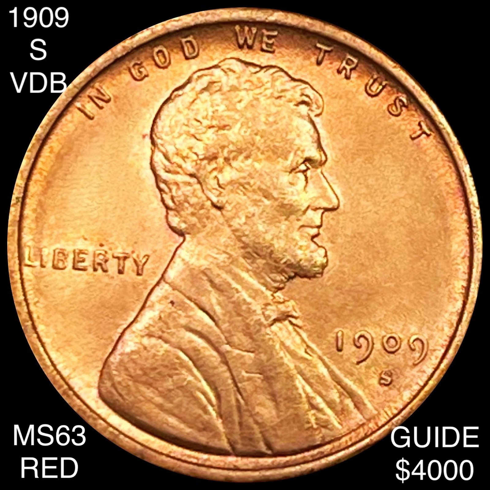 1909-S VDB Lincoln Wheat Cent CHOICE BU RED: 1909-S VDB Lincoln Wheat Cent CHOICE BU RED