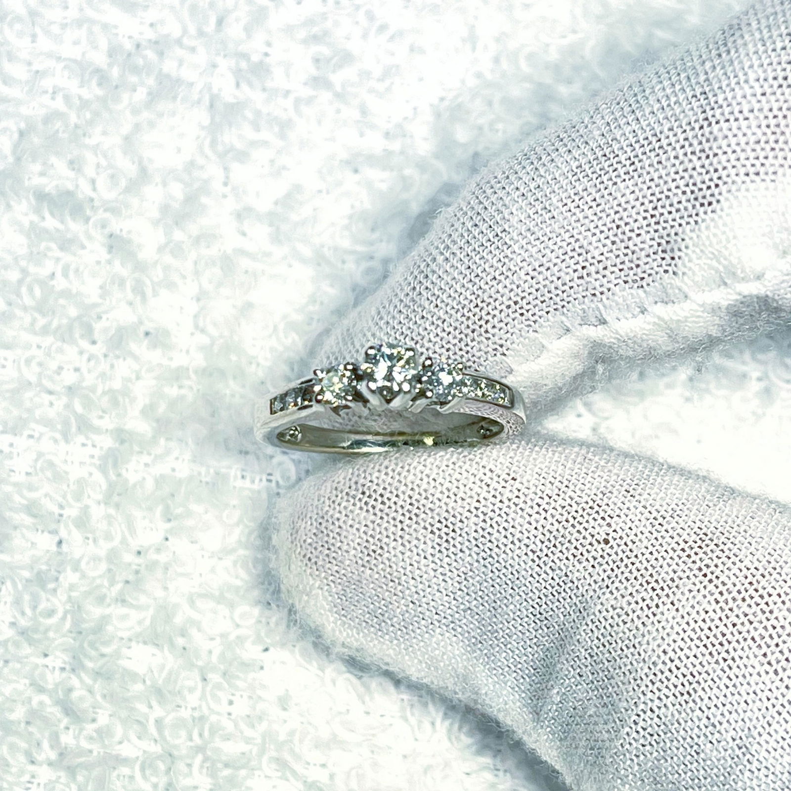 14KT White Gold Triple Diamond Ring 1.7DWT (1 of 2)