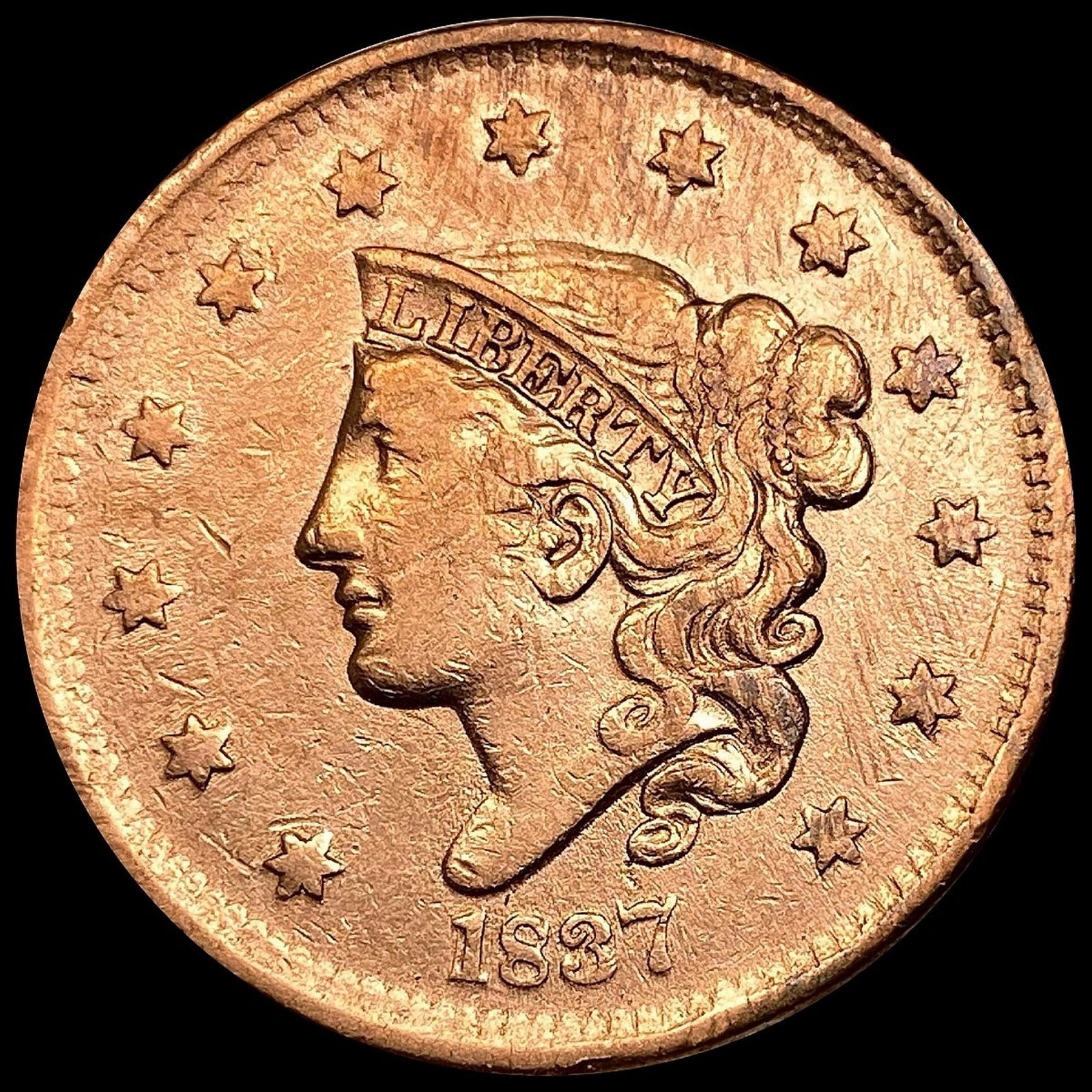 1837 Braided Hair Large Cent CLOSELY UNCIRCULATED (1 of 2)