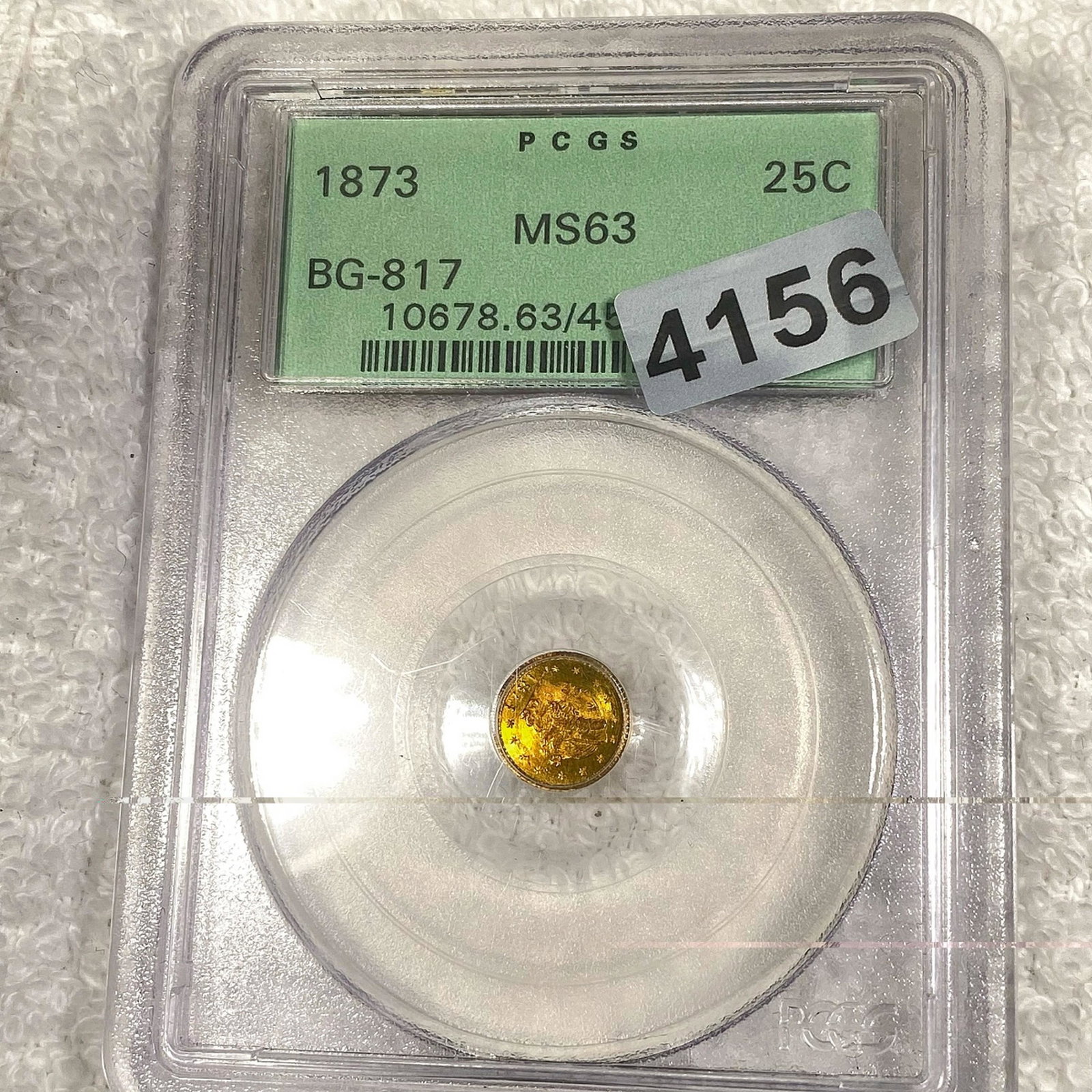 1873 25C Gold BG-817 PCGS - MS63: 1873 25C Gold BG-817 PCGS - MS63