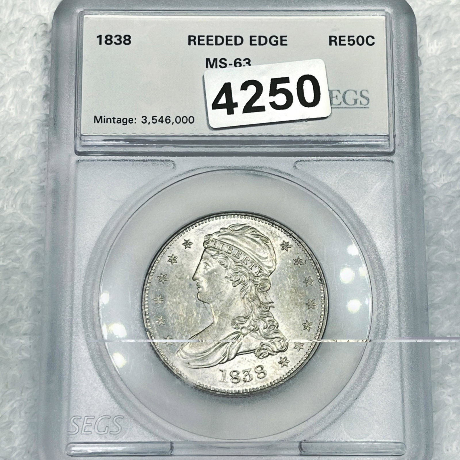1838 'Reeded Edge' Capped Bust Half Dollar SEGS -: 1838 'Reeded Edge' Capped Bust Half Dollar SEGS -