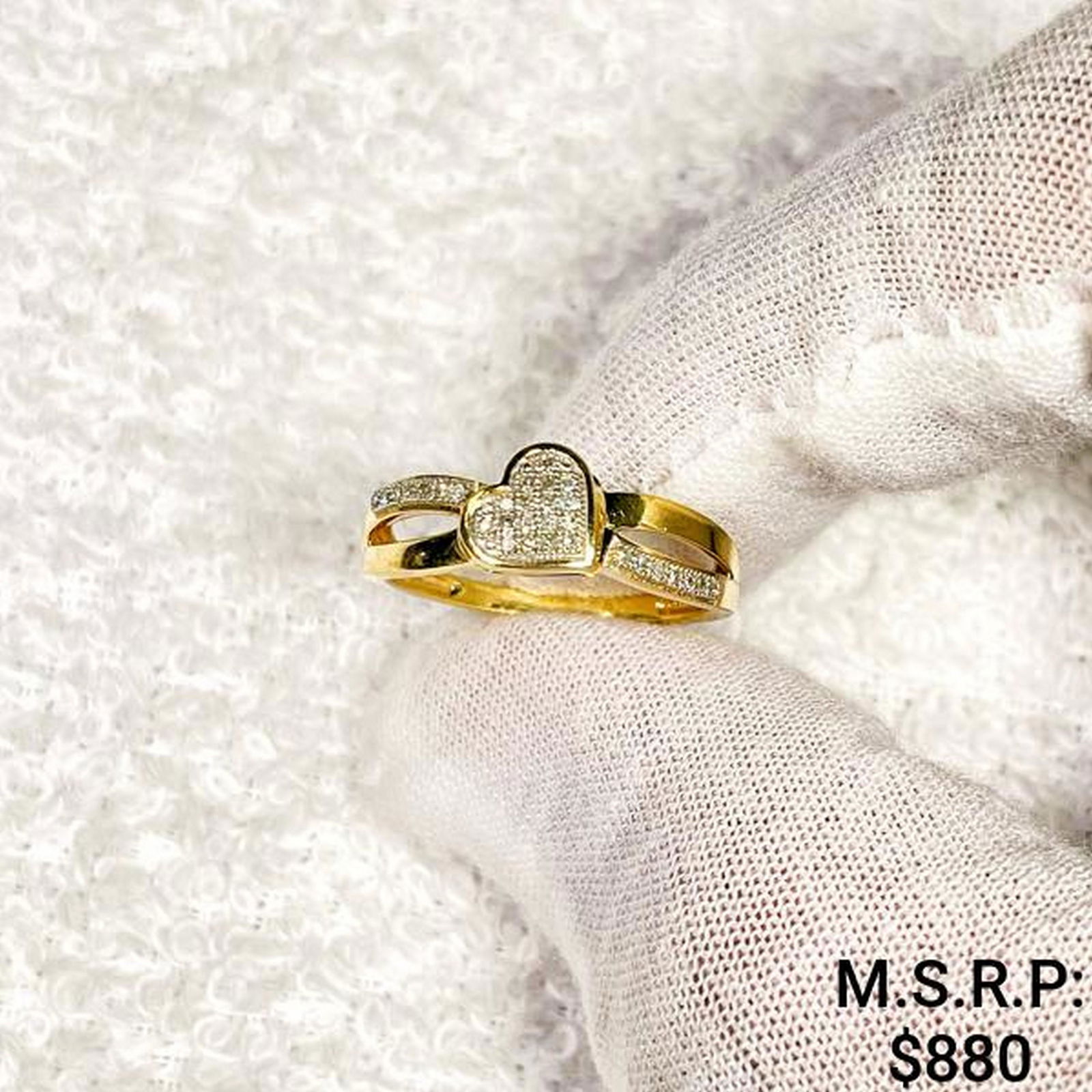 10kt Gold Diamond Heart Ring, 1.5 DWT (1 of 2)