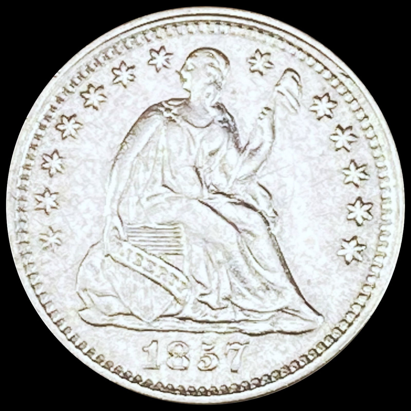1857 Seated Liberty Half Dime UNCIRCULATED (1 of 2)