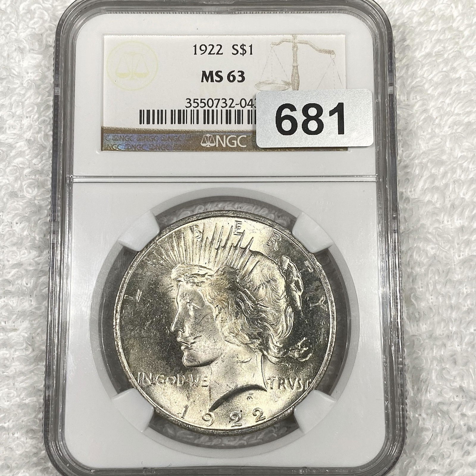 1922 Silver Peace Dollar NGC - MS63 (1 of 2)