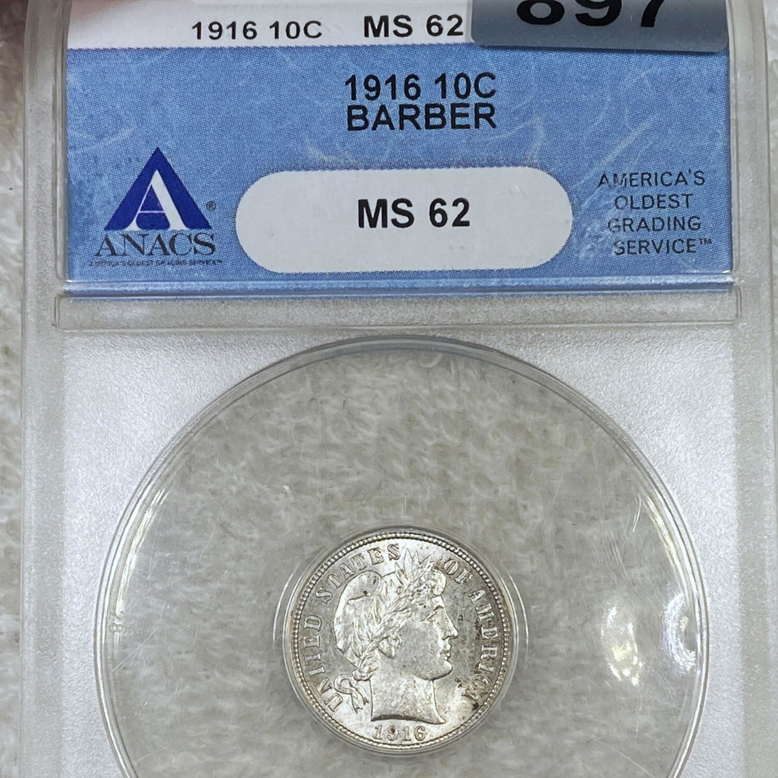 1916 Barber Dime ANACS - MS62 (1 of 2)