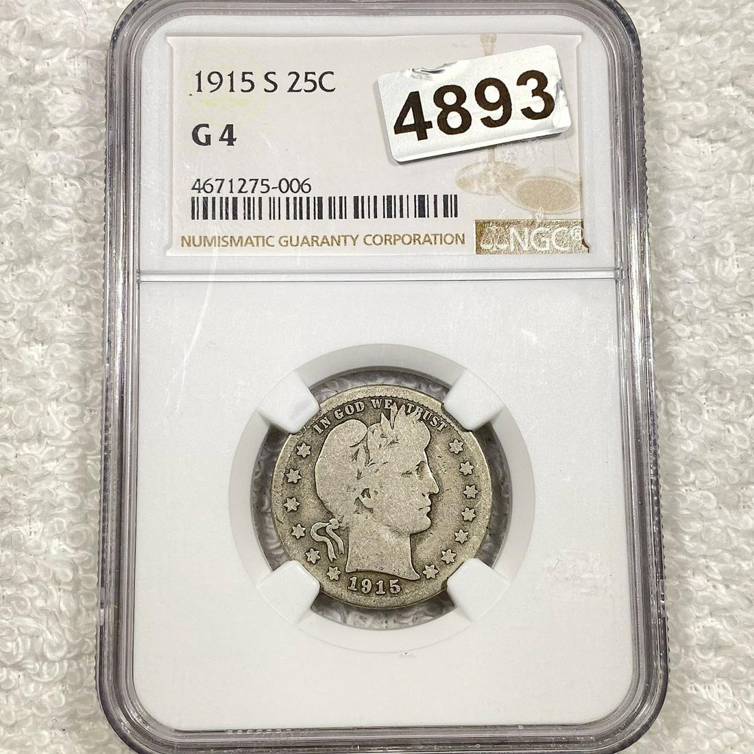 1915-S Barber Quarter NGC - G4 (1 of 2)