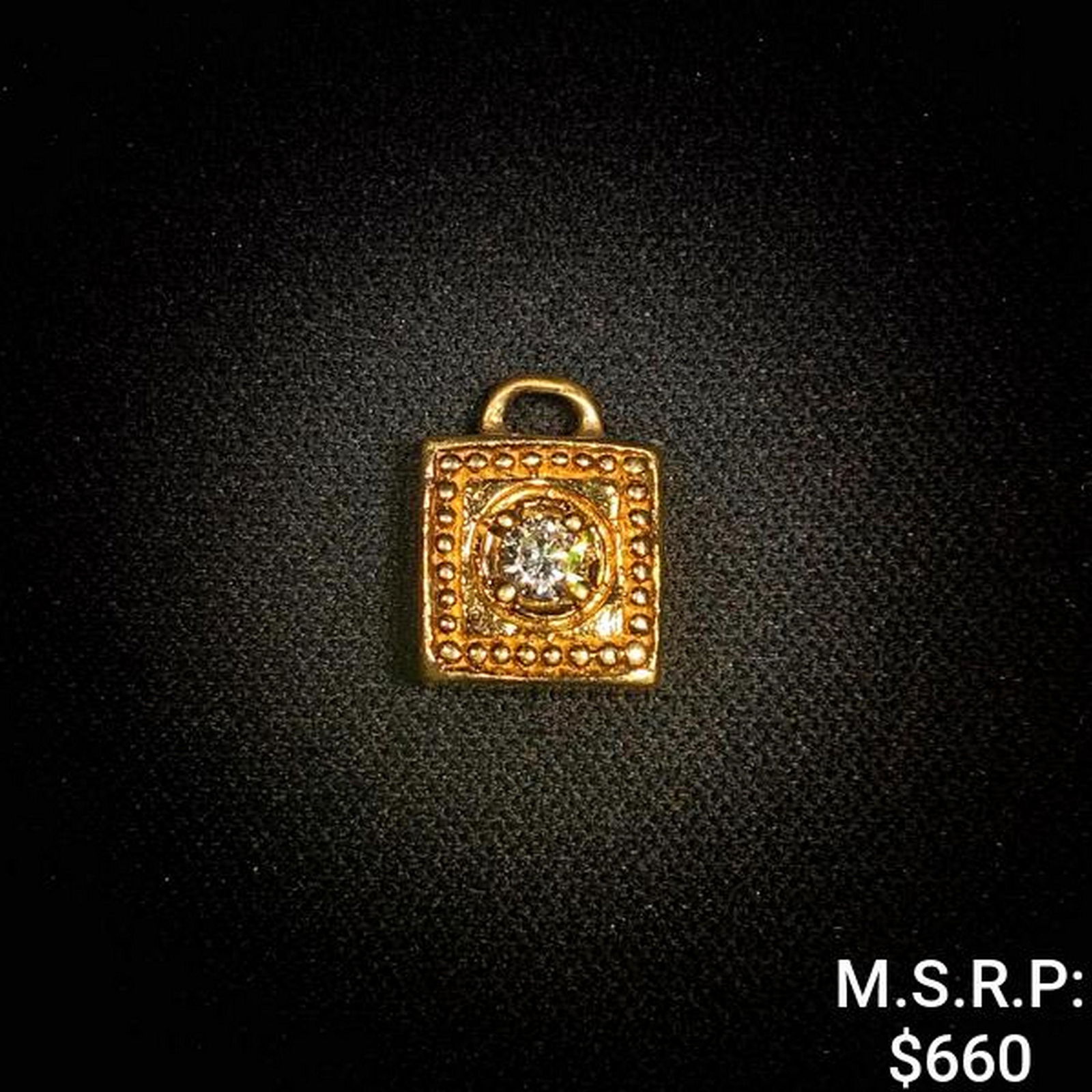 14K Gold Square Pendant With Diamond 0.8 DWT (1 of 2)